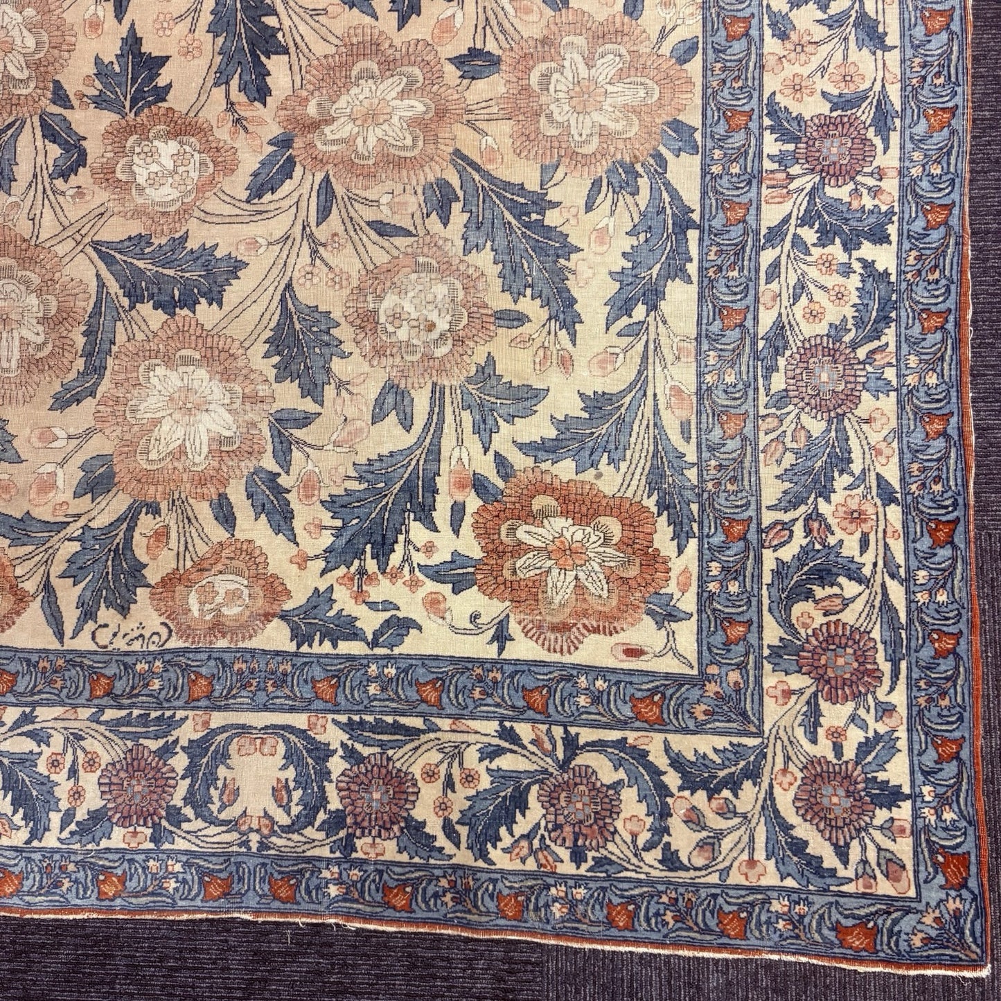 Persian Hand Knotted Qoom Rug SemiAntique Distressed 5x7 Floral 306KPSI RARE4