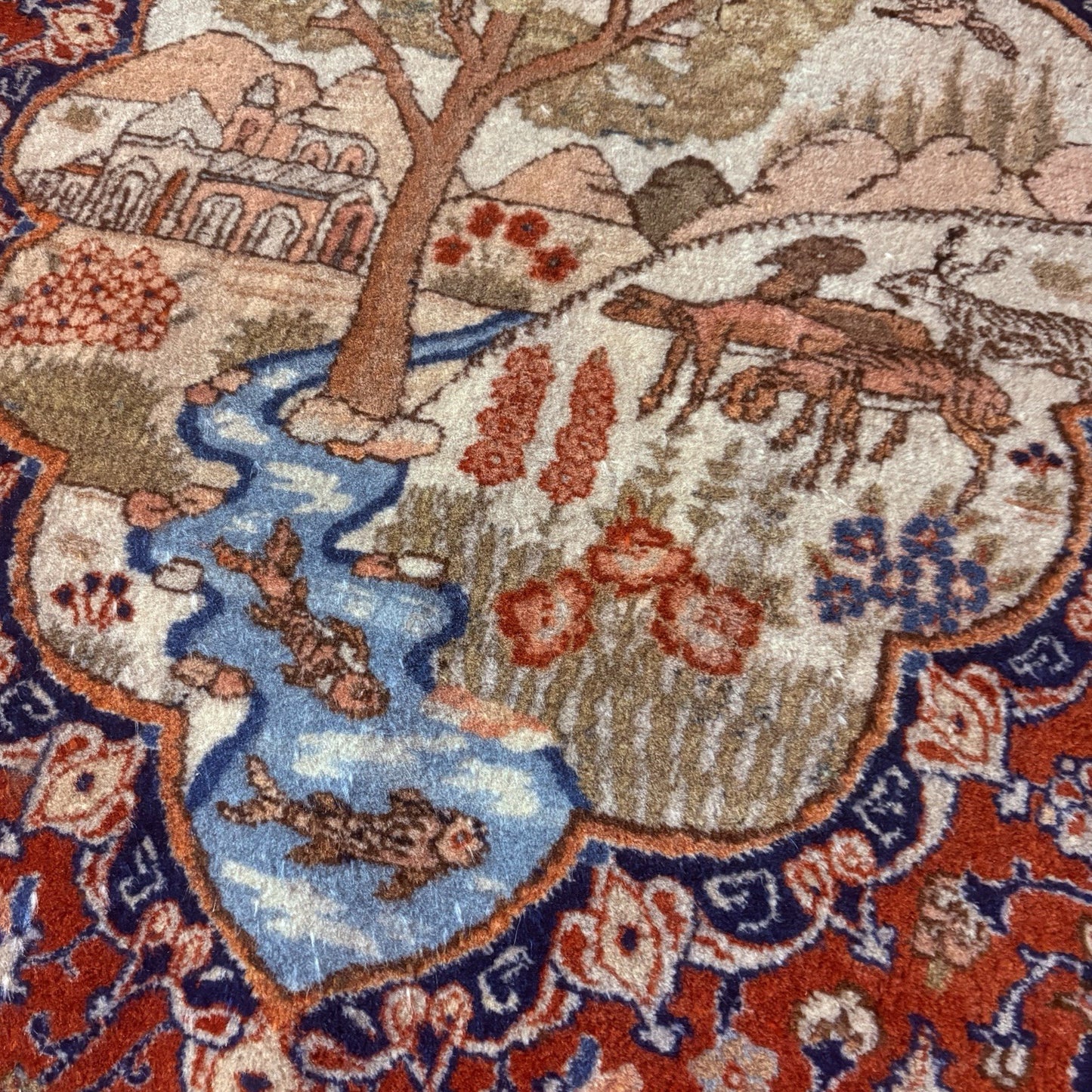 Antique Persian Hand Knotted Pictorial Rug 4'x6' 289 KPSI 1940s Tabrizz Rug5