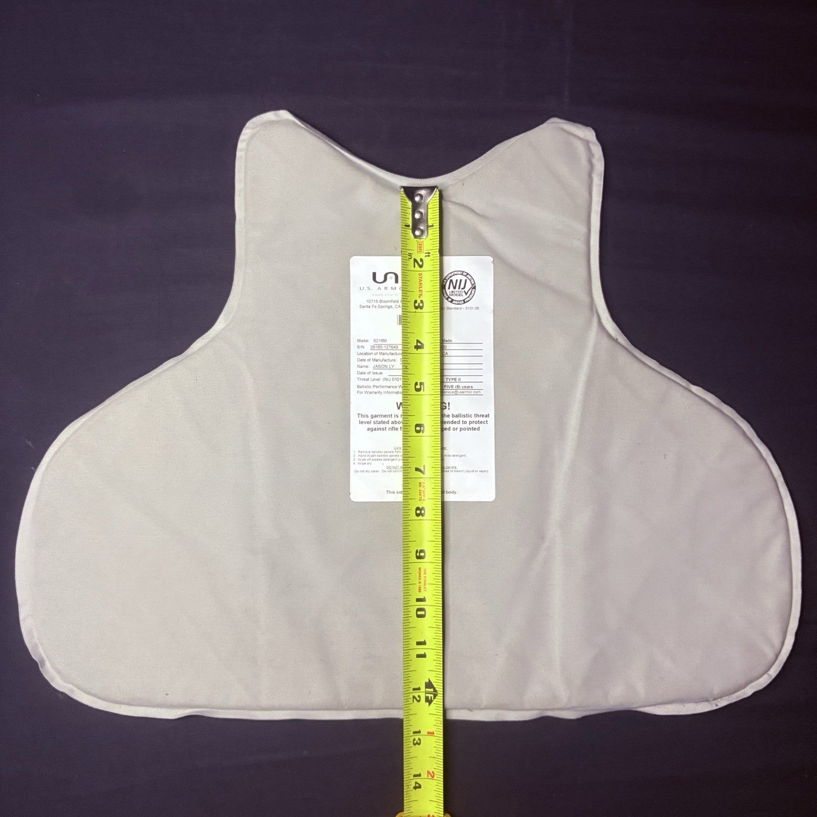 US Armor Level II (2)  Bullet Proof Concealable Vest -Size SMALL- 202013