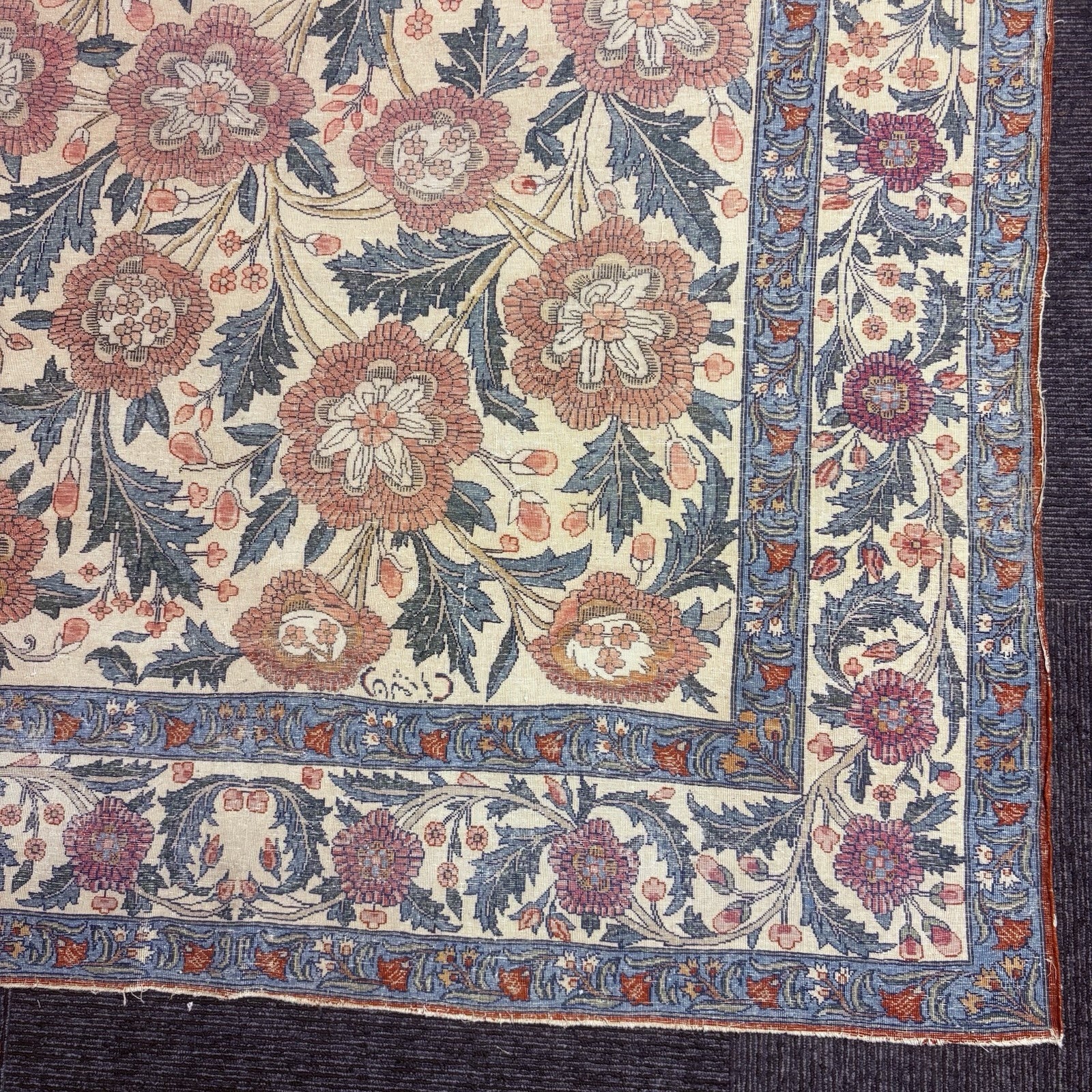 Semi-Antique Distressed  Hand Knotted Rug 5x7 Floral 306KPSI RARE Qomm Rug16