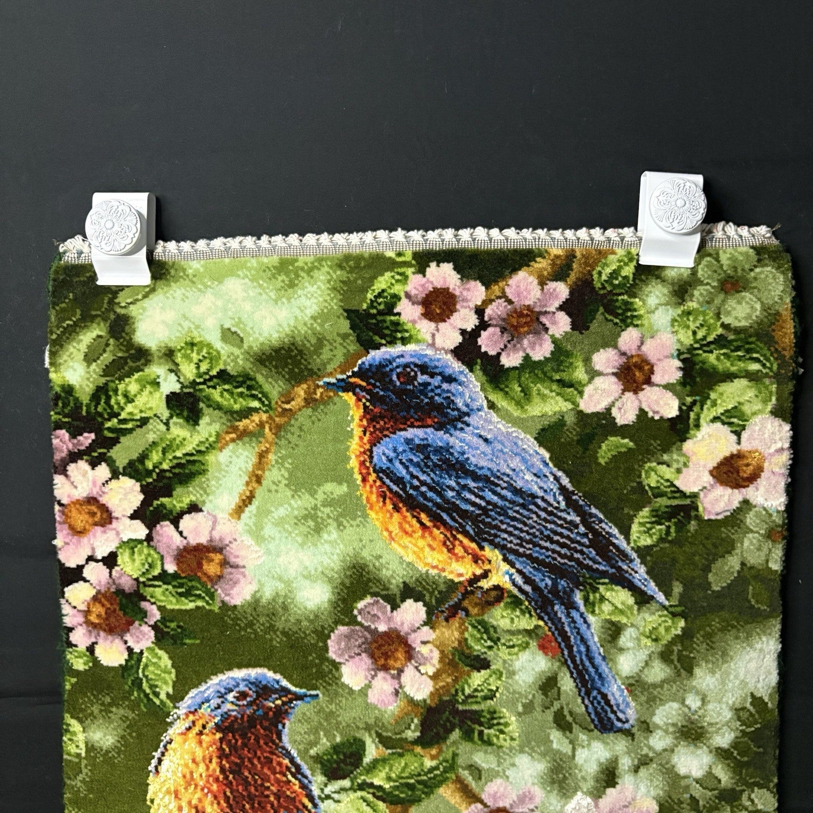 Pictorial Rug Hand Knotted Birds 24”x16” 60X40cm 224KPSI w/Rug Hangers8