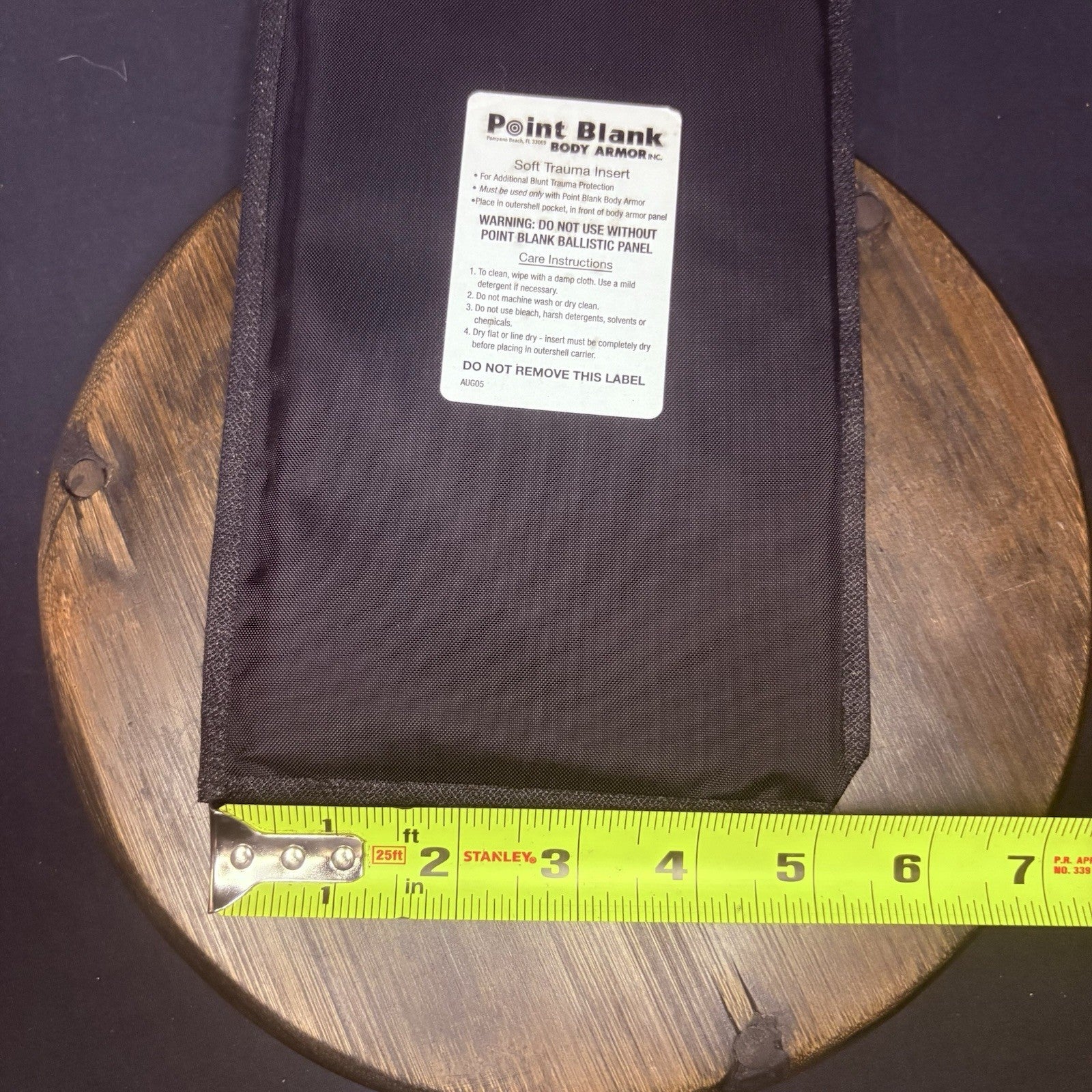PB Trauma Plate Insert 5x8 Soft Impact Panel Body Armor BLACK3