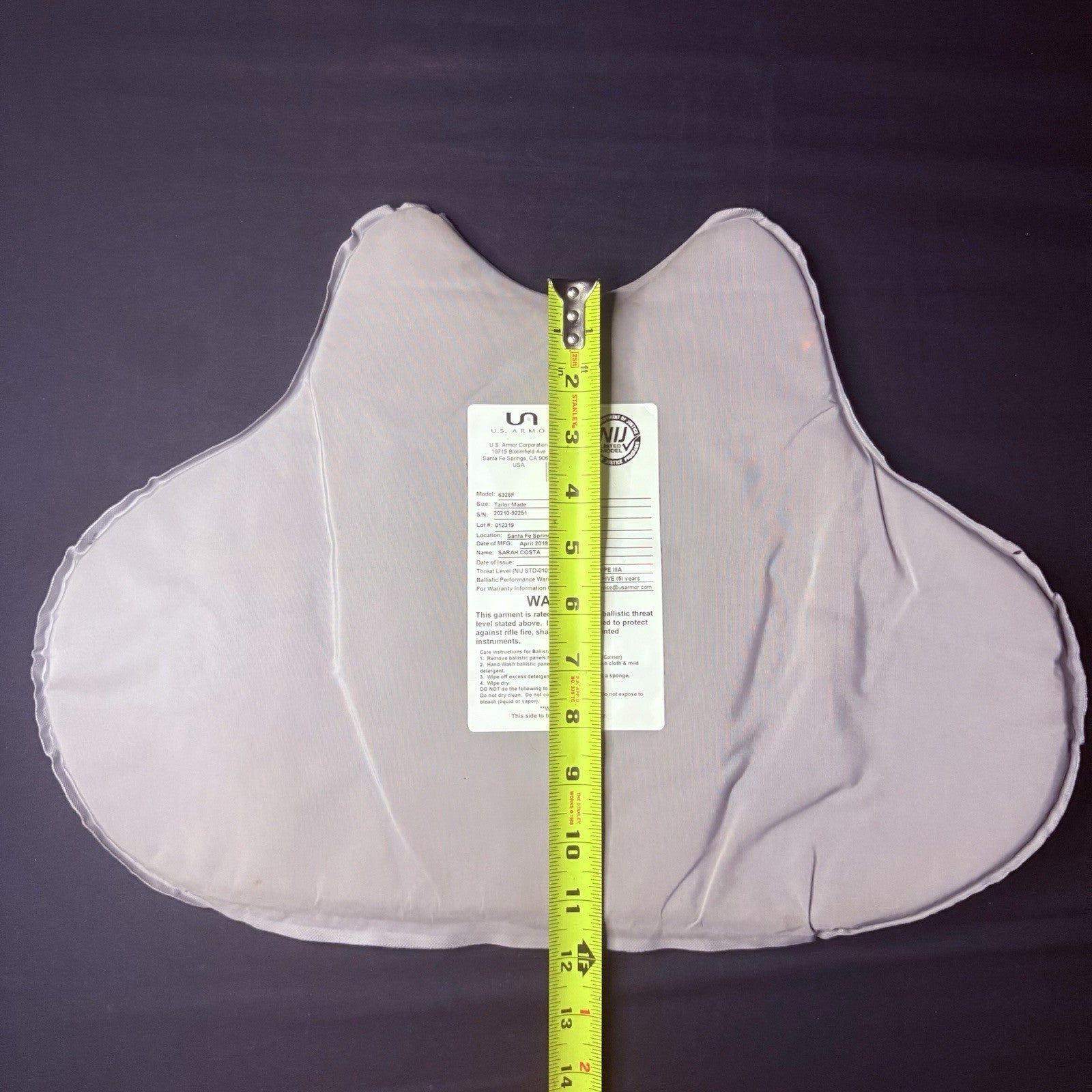 US Armor IIIA (3A) Bullet Proof Concealable Vest -Size Female Small- 201914