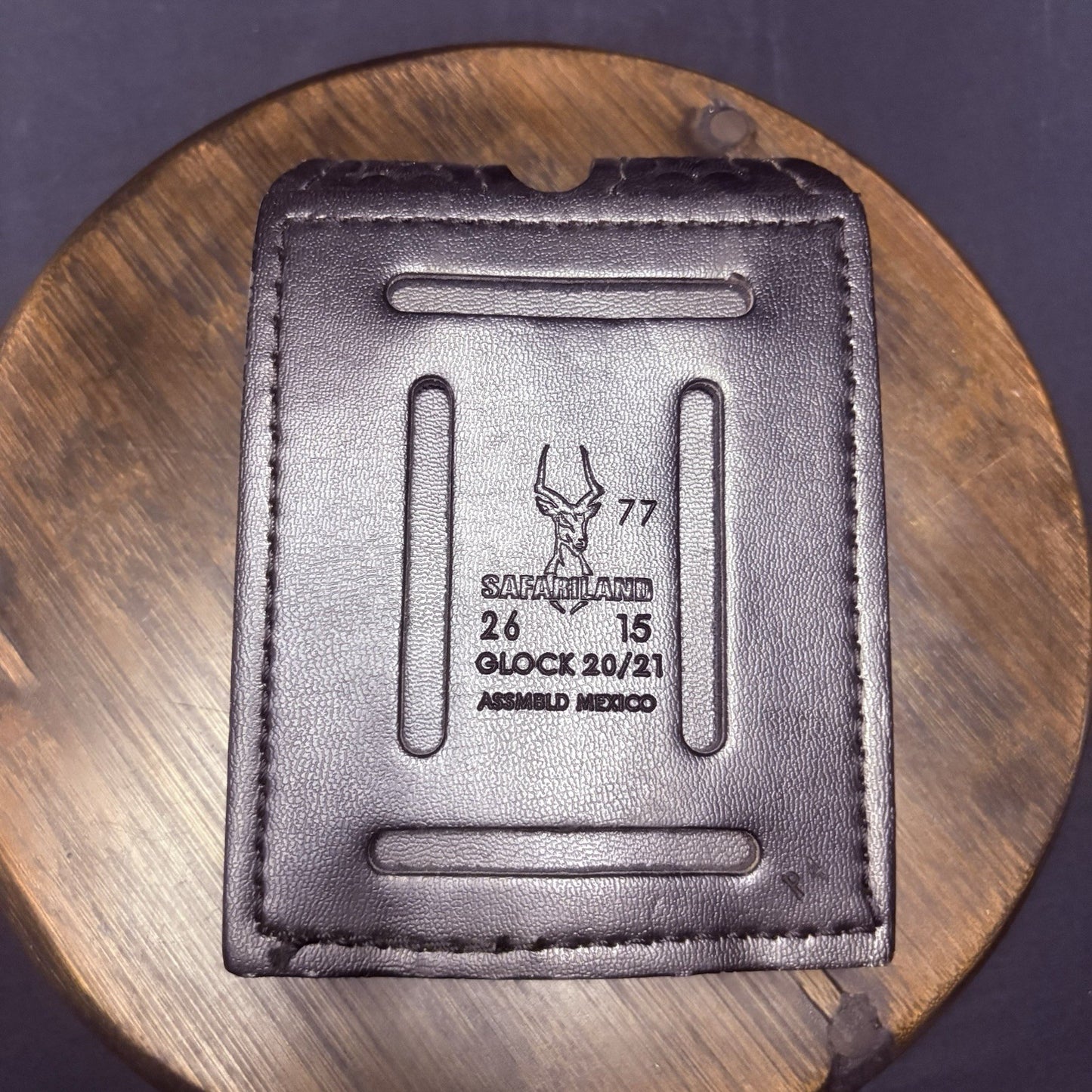Safariland 77 Double GLOCK 20/21 Magazine Pouch Leather Basketweave Hidden Snap2