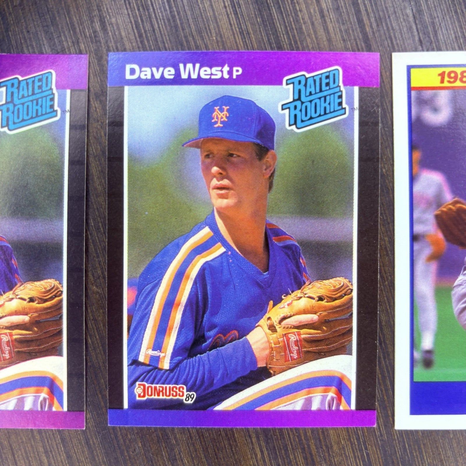 (2) 1989 Donruss # 41 DAVE WEST Rated Rookie & (1) #650 Score Trading Card3