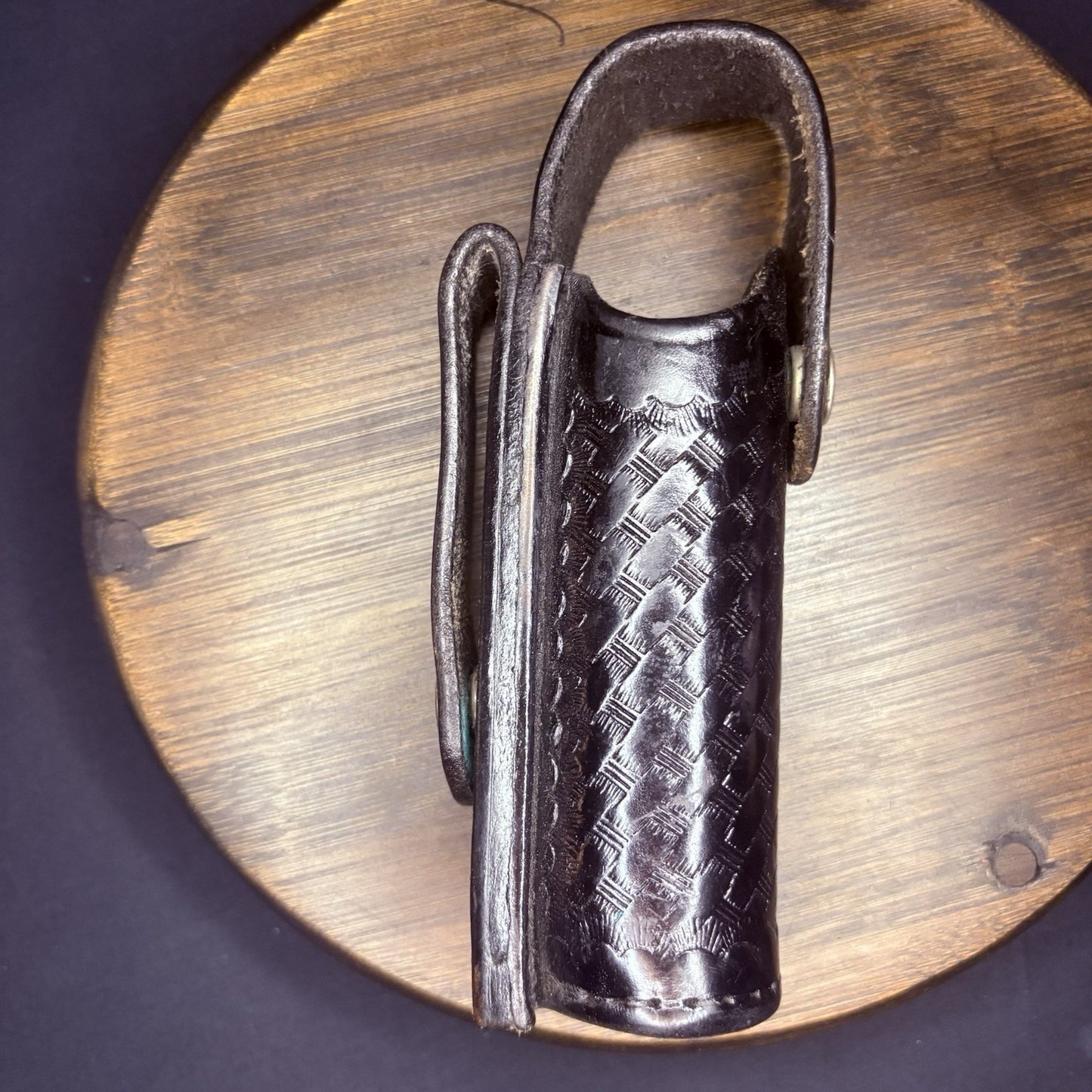 Triple K 215C Mace Pouch 7" OC Spray Carrier Holder USA Made Basketweave Leather7