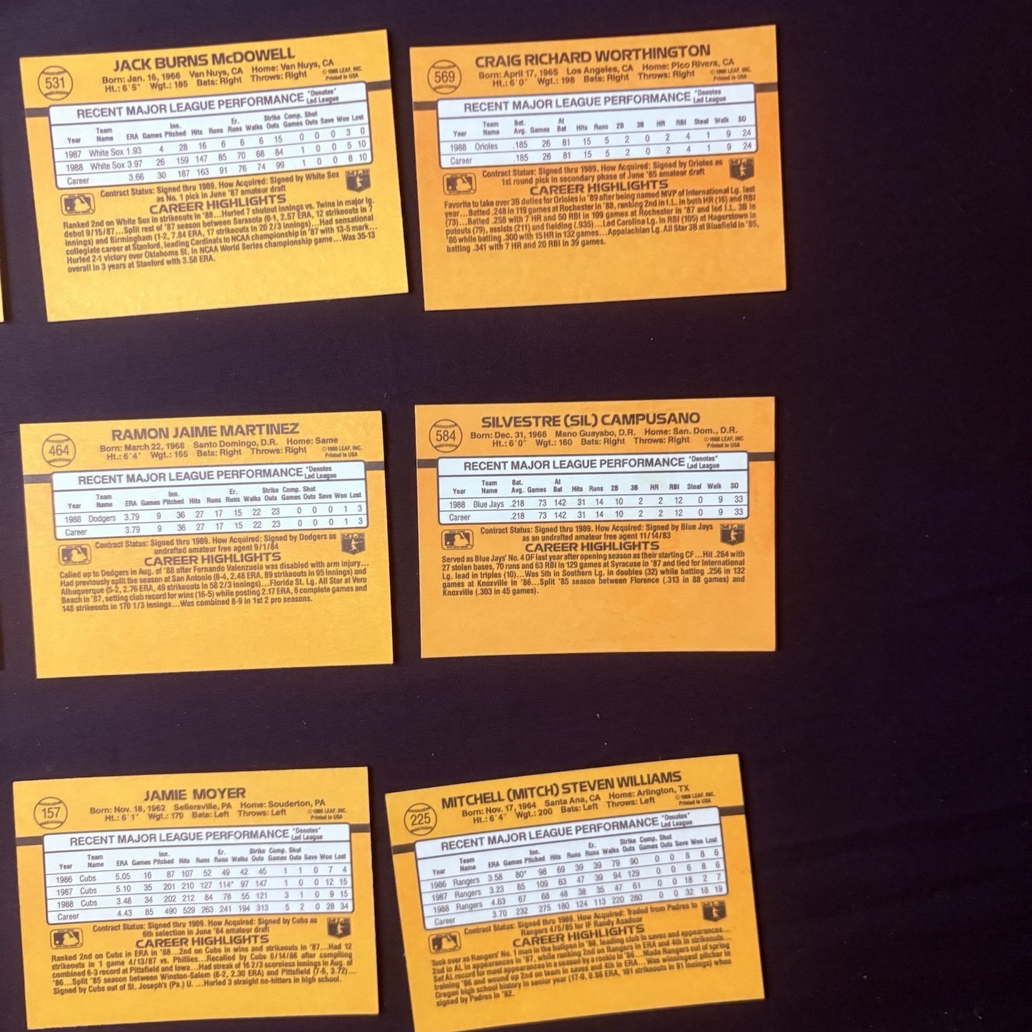 1988 Donruss High Grade Baseball Lot Of (21) Cards All NM See Photos9