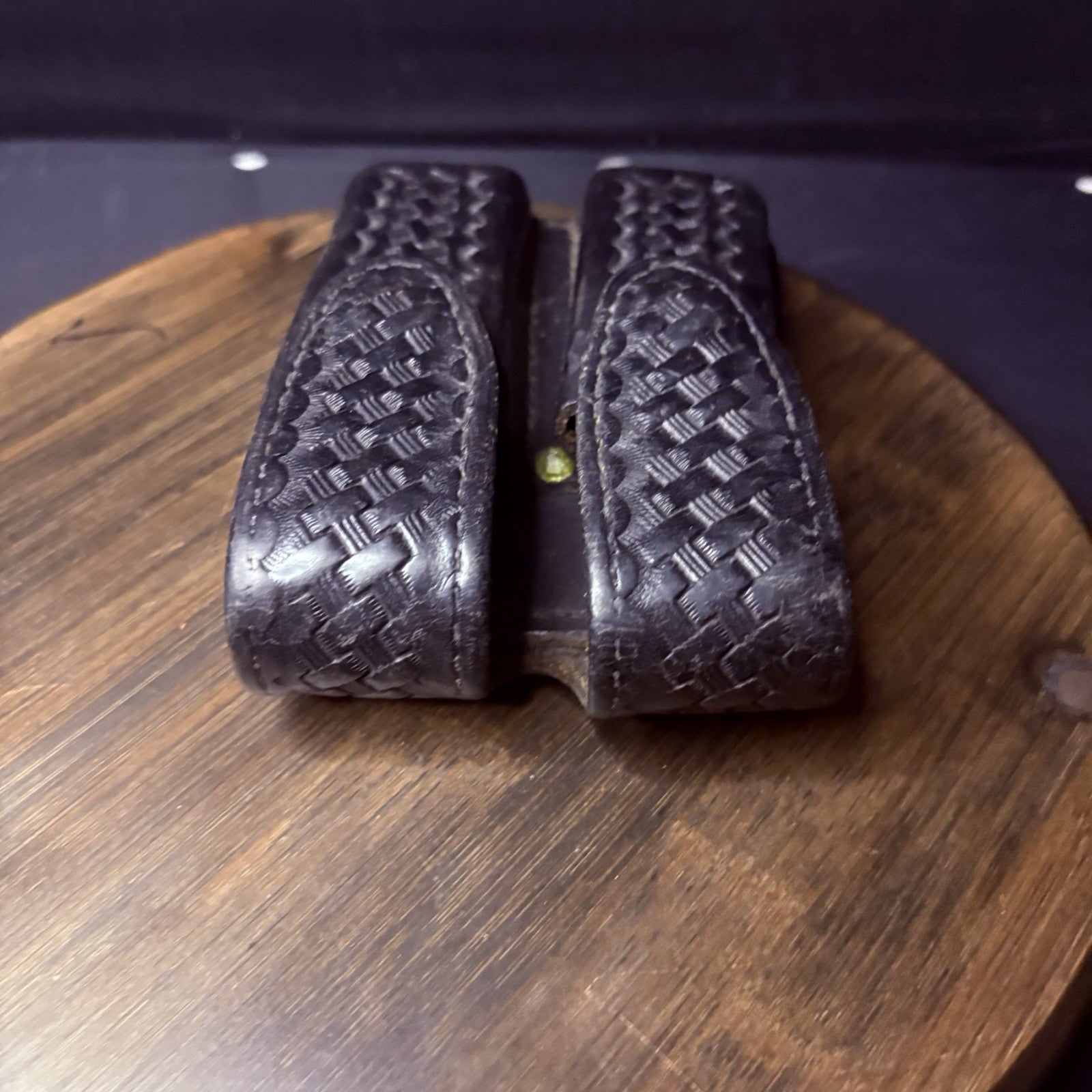 Vintage Tex Shoemaker Double Magazine Carrier  Black Leather 2204