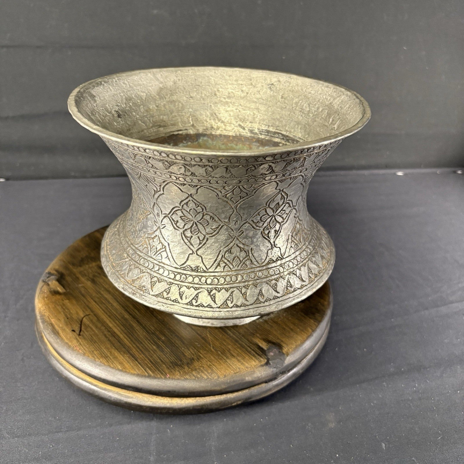 Qajar Era Copper Vessel Hand Hammered Islamic Calligraphy Tinned Late 1800s10