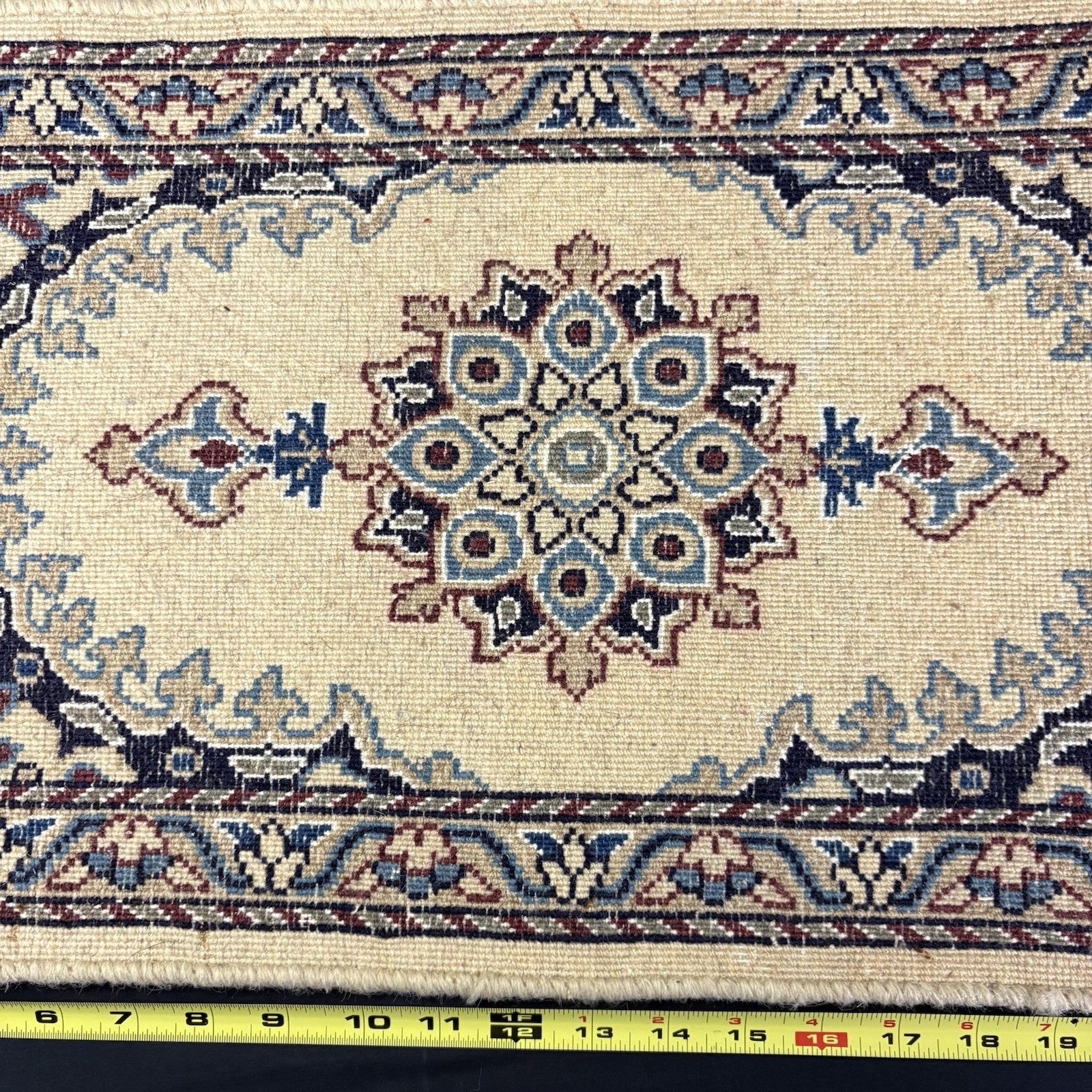 Persian Nain Rug Hand Knotted Blue Medallion 2'x1' or 24"x15" or 40cm X 60cm 6