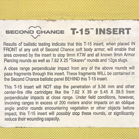 Second Chance T-15 Trauma Plate Size: 5"x 8" Titanium Ballistic Armor1