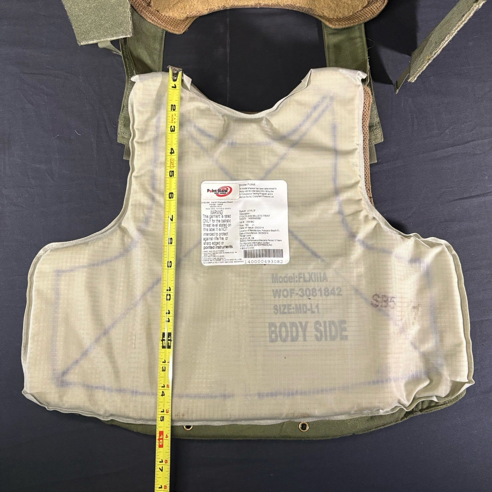 PB Carrier with Level 3A(IIIA) Soft Body Armor FLXIIIA Tactical OD Green Vest9