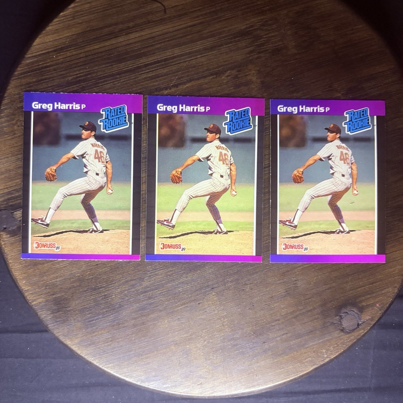 (Lot Of 3) 1989 Donruss #34 Greg Harris Rated Rookie San Diego Padres Pittsboro2