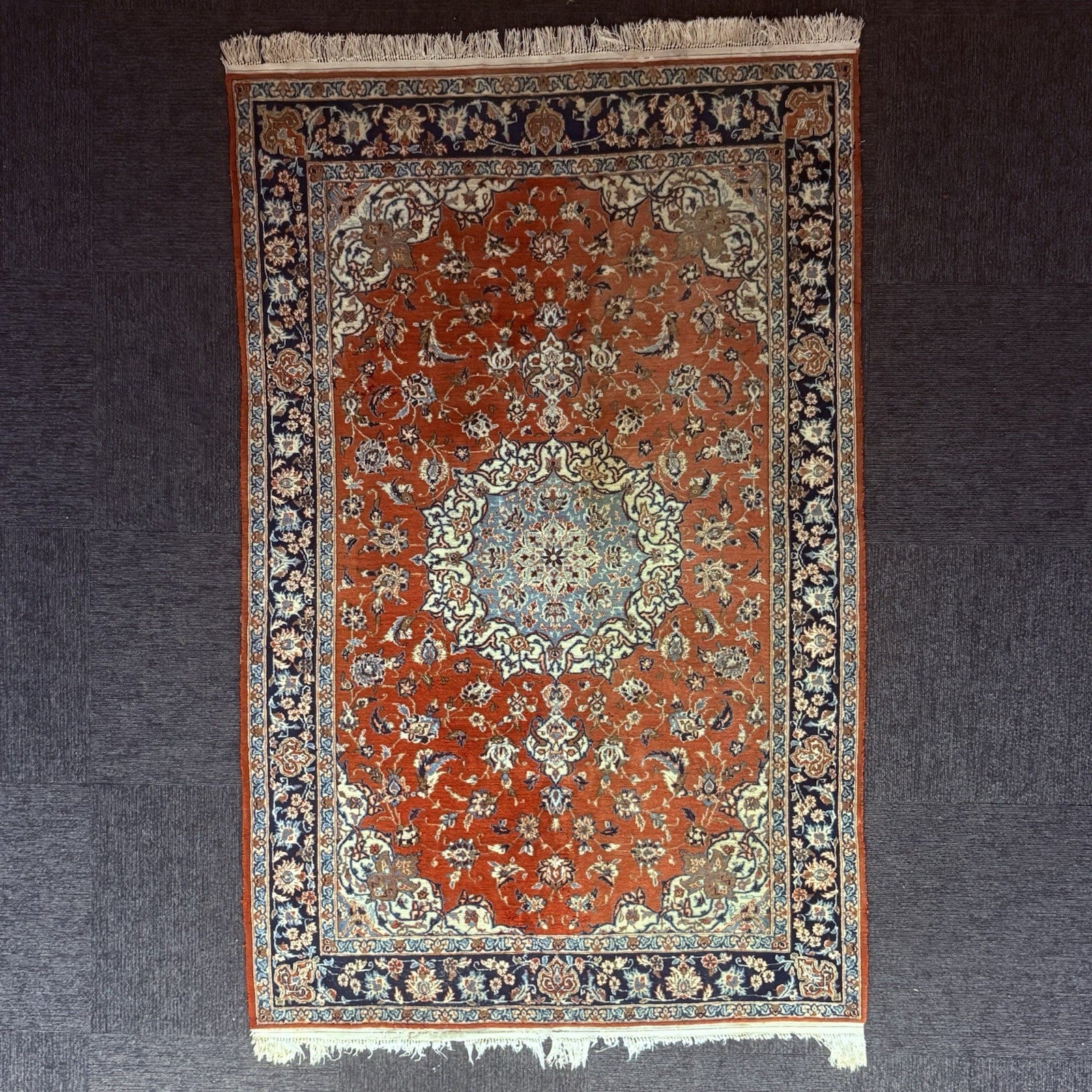 Persian Antique Hand Knotted Rug 5x7 Medallion 324KPSI 1970s Floral Rug0