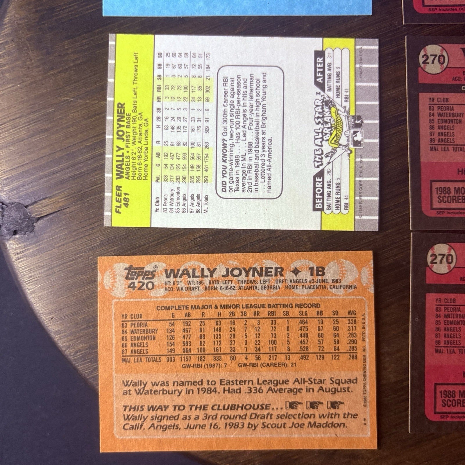 (LOT of 6) Wally Joyner 1989 Baseball cards #270, #420, #481, #110 Trading Card8