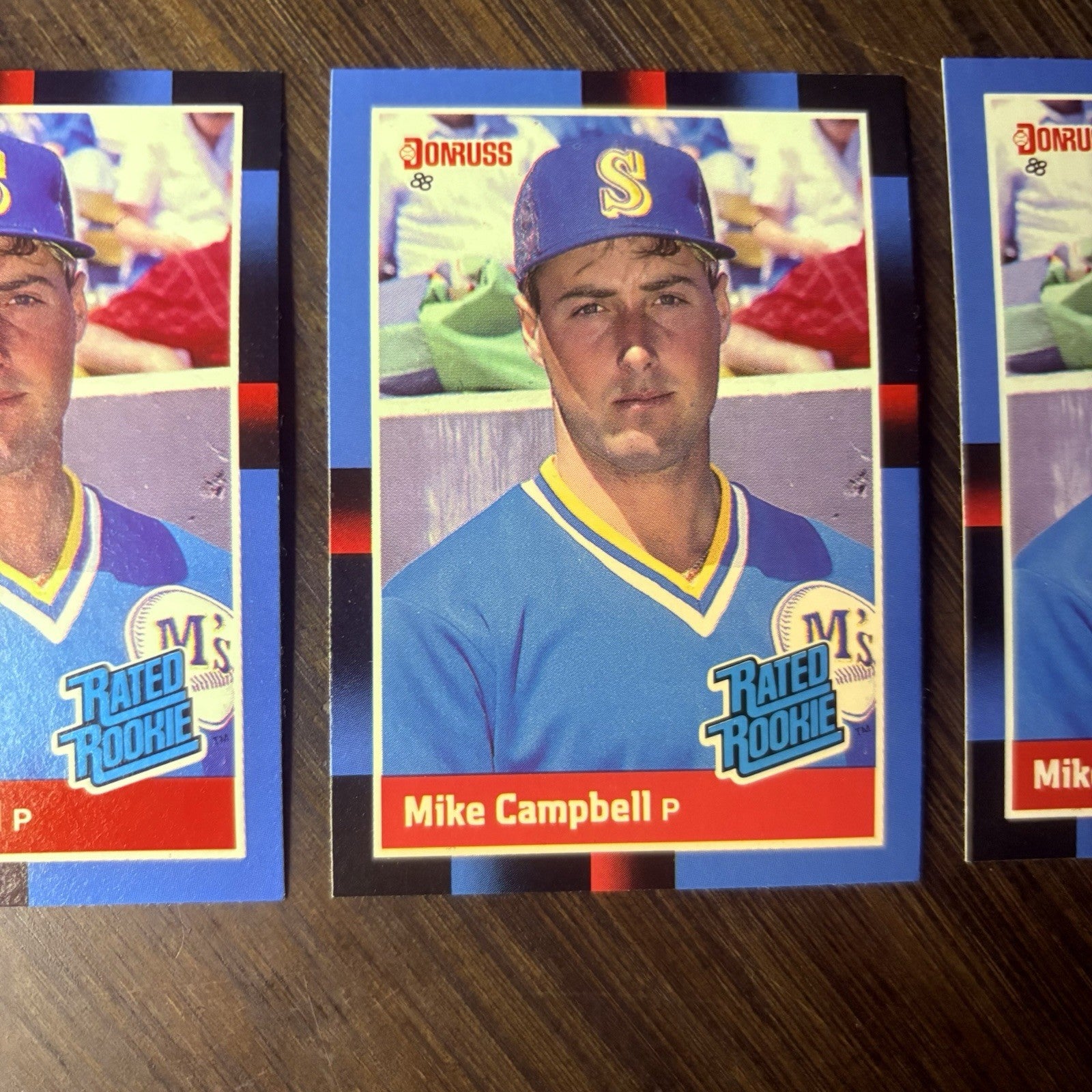 (3) 1988 Donruss #30 Mike Campbell RC Seattle Mariners Card Lot3