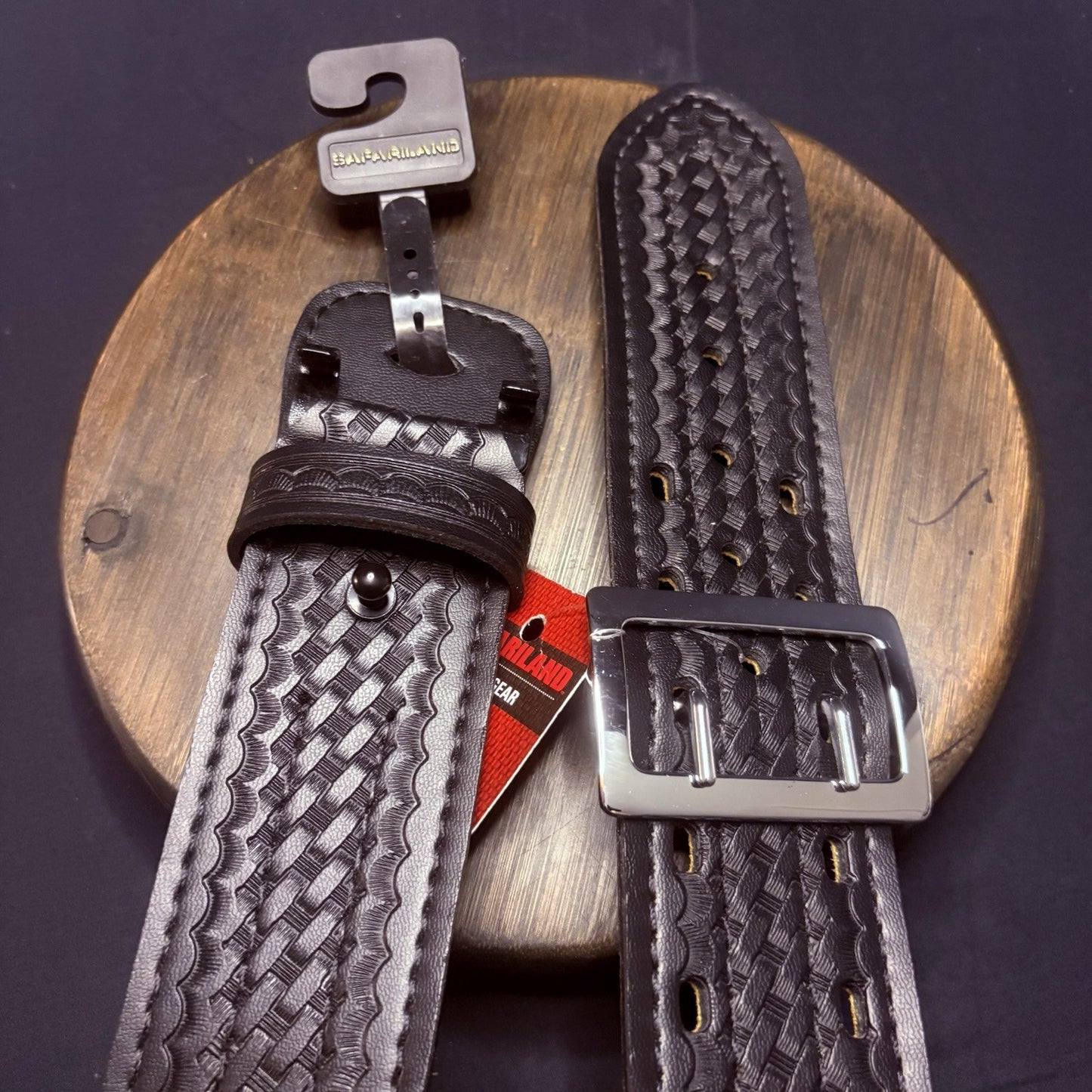 Safariland Model 87 Duty Belt - Size 32 - Sued Lined Basketweave - Black/Chrome0