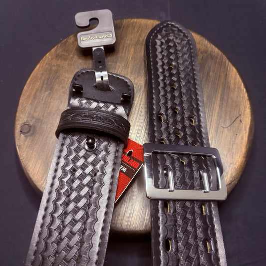 Safariland Model 87 Duty Belt - Size 32 - Sued Lined Basketweave - Black/Chrome0
