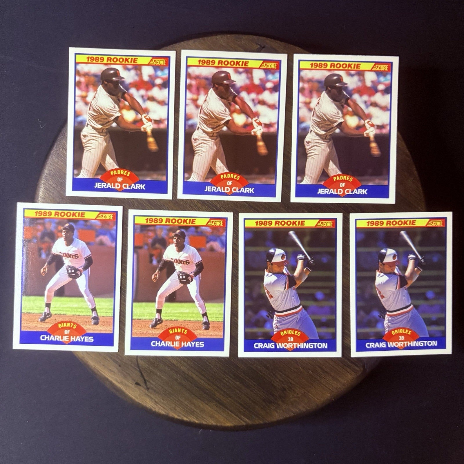(Lot Of 7) 1989 Score Rookie Cards #644 Jerald Clark, #628 Charlie Hayes, #6360