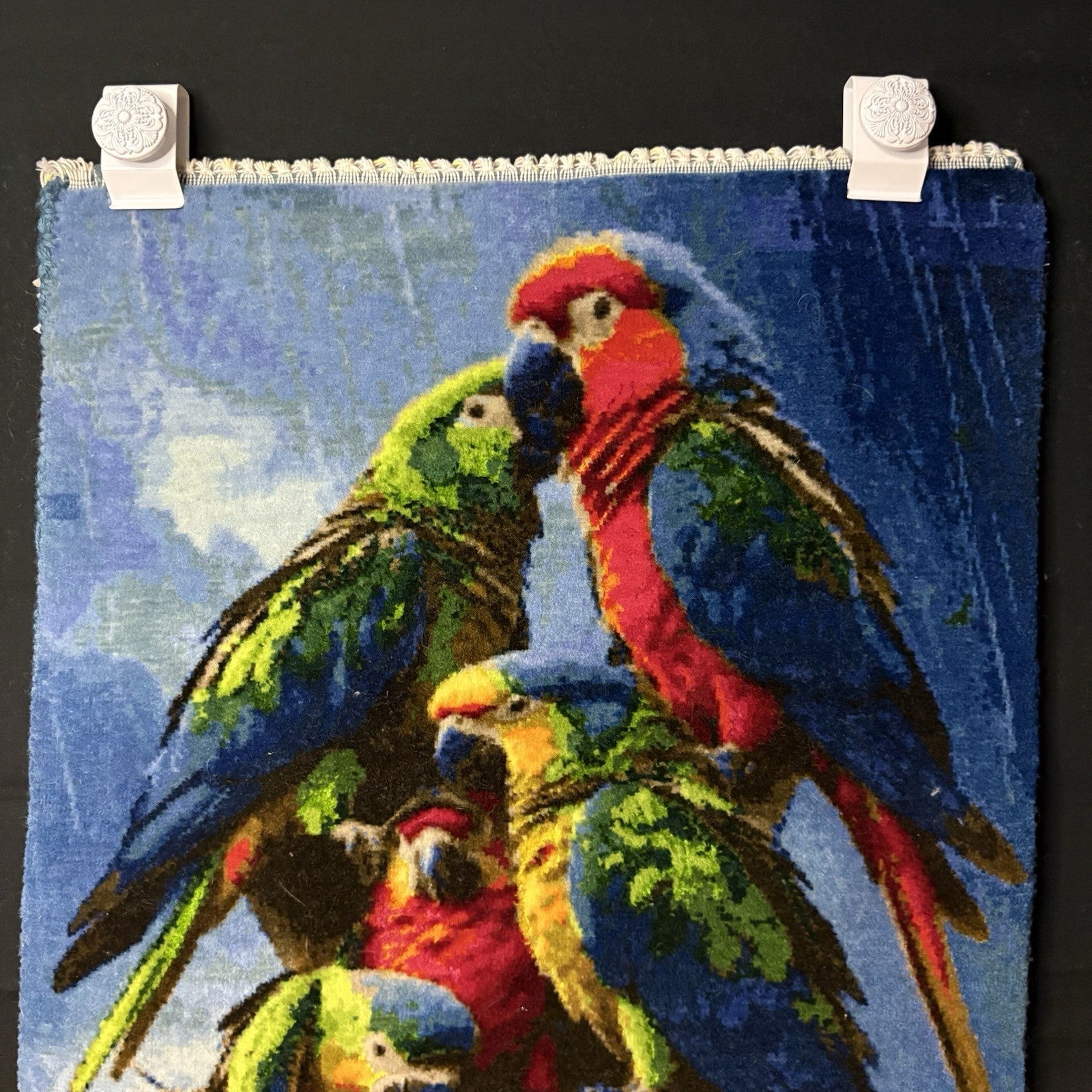 Pictorial Rug Bird Hand Knotted 24”x16” 60X40cm 304KPSI w/Rug Hangers8