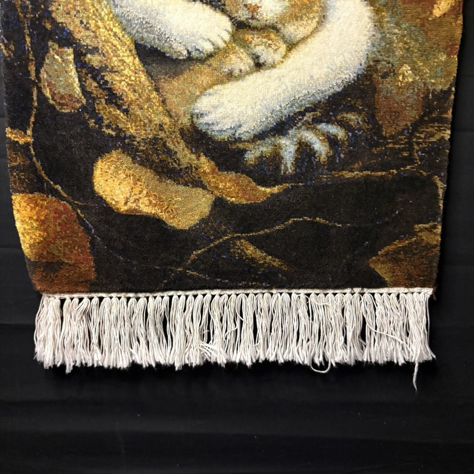 Persian Pictorial Rug Kittens Hand Knotted w/Silk 289KPSI 25”x17” w/Rug Hangers6