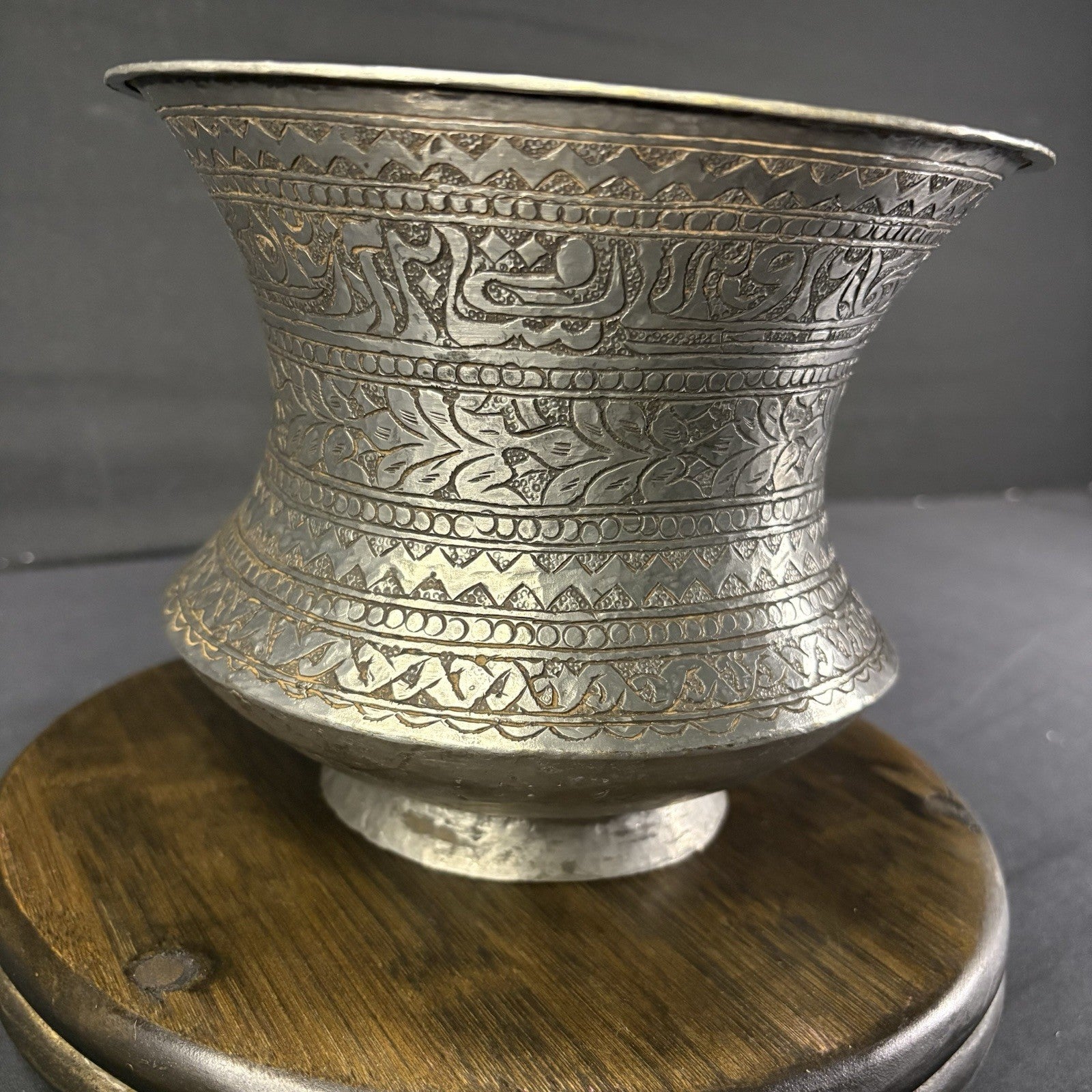 Copper Vessel Hand Hammered Islamic Calligraphy Tinned Qajar Era Late 1800s20