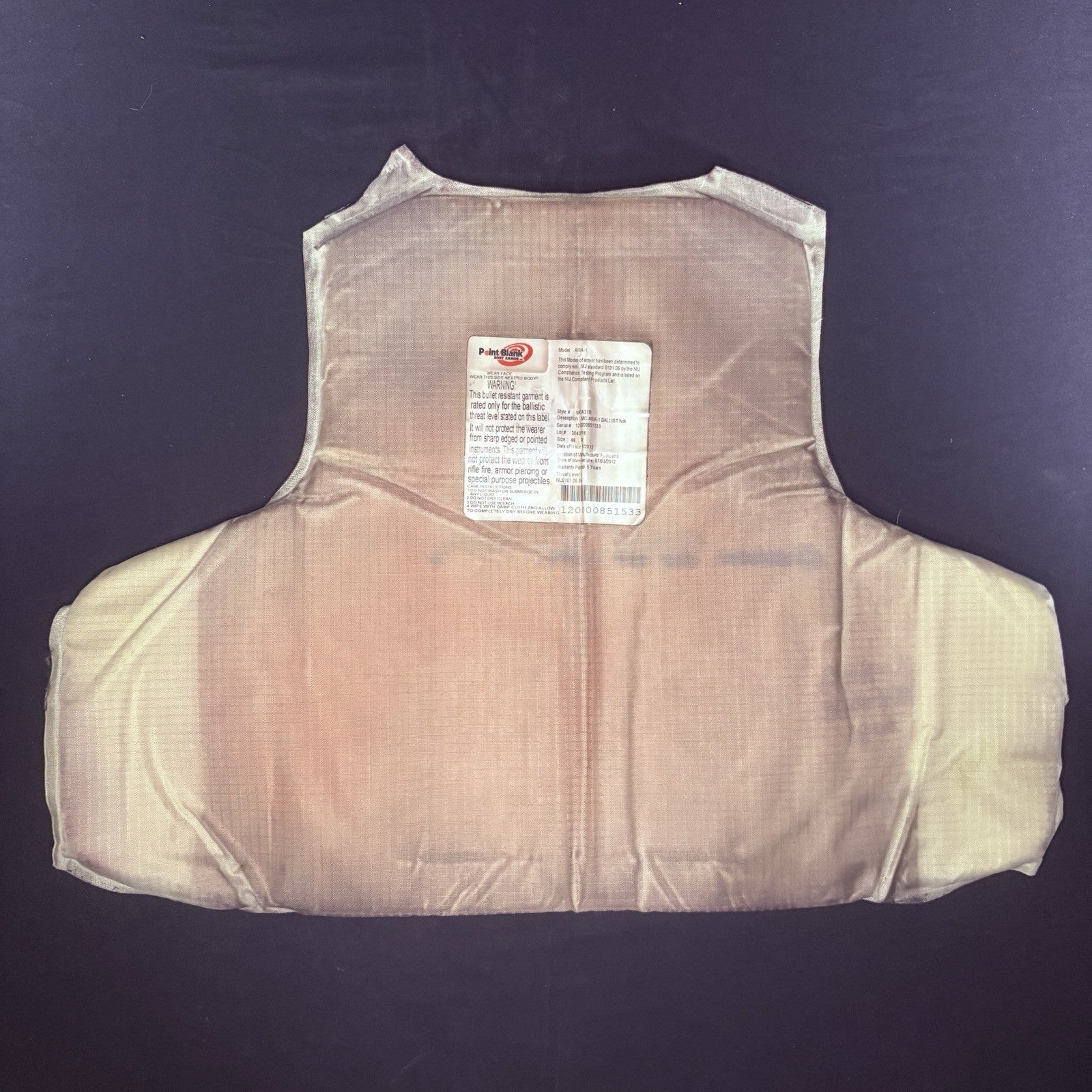 PB Armor 3A Bullet Proof Vest Size Large IIIA Ballistic Concealable Body Armor1