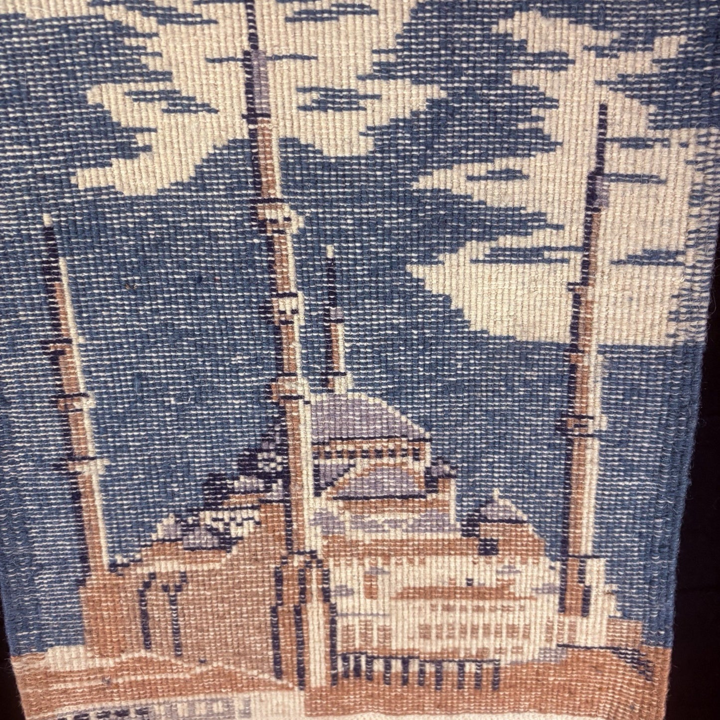 Hand Knotted Muslim Rug Turkish Pictorial Prayer Rug 2x1 Mosque Very Thick18