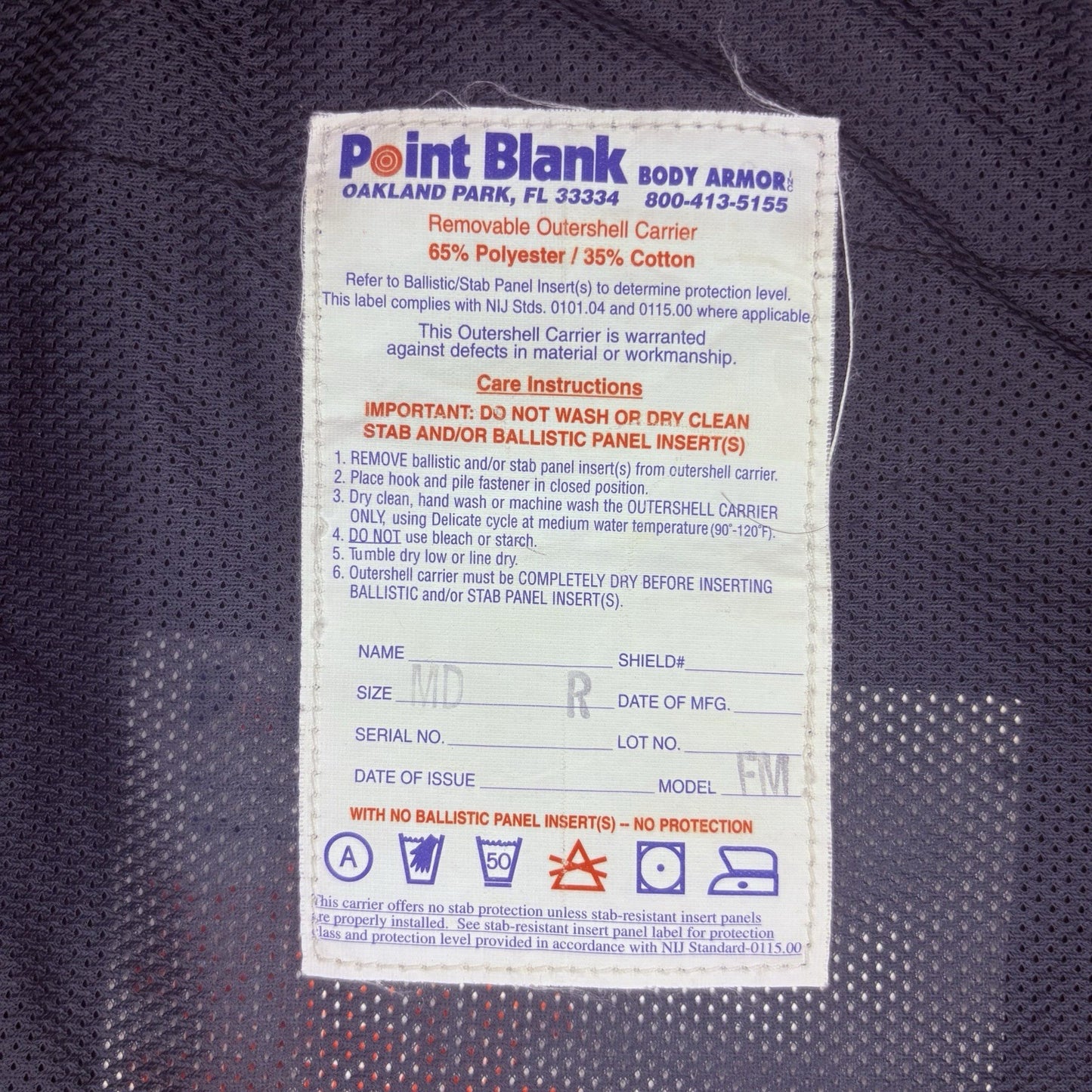 PB Bullet Proof Vest Level 2 Size Female Medium II Ballistic Concealable Vest9
