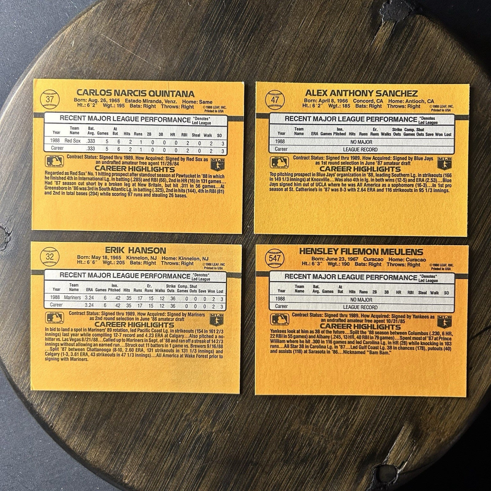 1989 Donruss Rated Rookies Lot Of (4)1