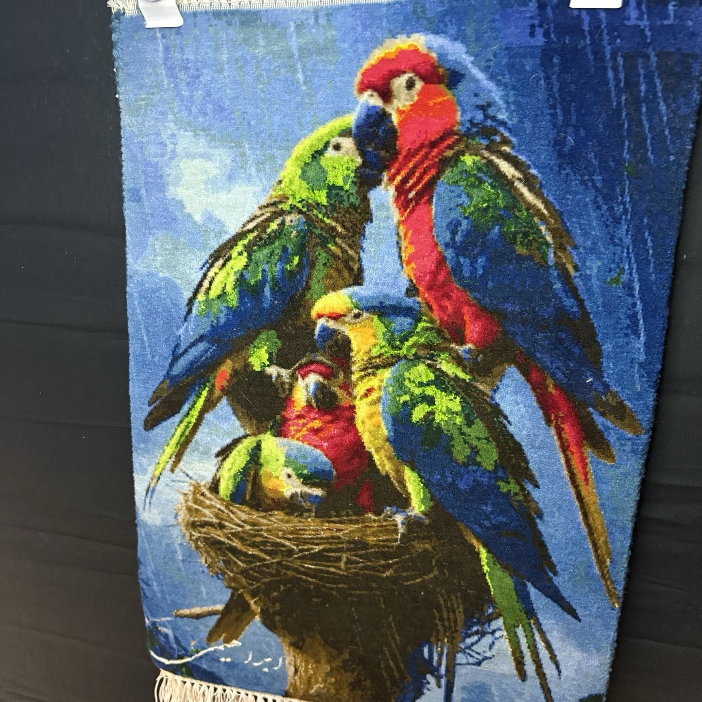 Persian Pictorial Rug Bird Hand Knotted 24”x16” 60X40cm 304KPSI w/Rug Hangers14