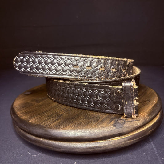 Leather Duty Belt (Size 40") Waist Black Basket Weave Leather0