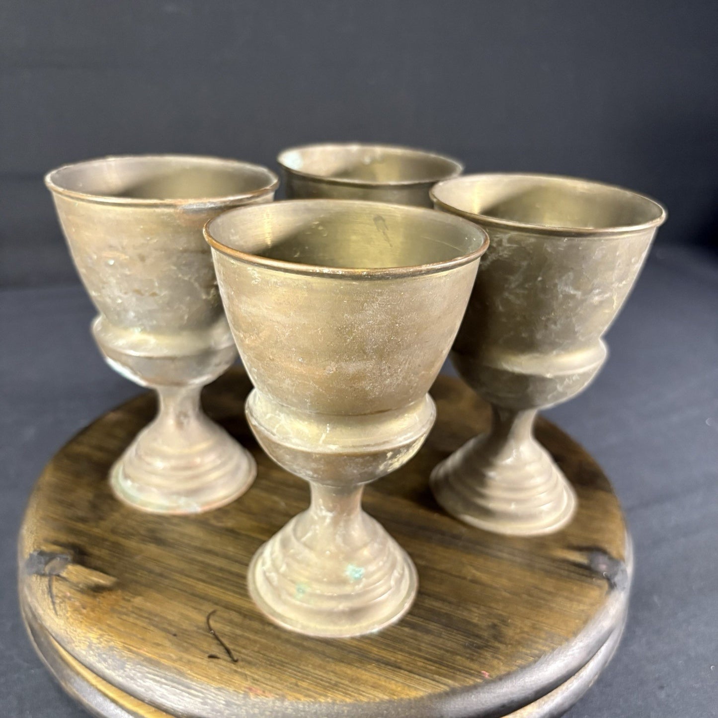 Antique Arabic Pitcher w/ Cups Middle Eastern Hand Hammered Brass Early 1900s17