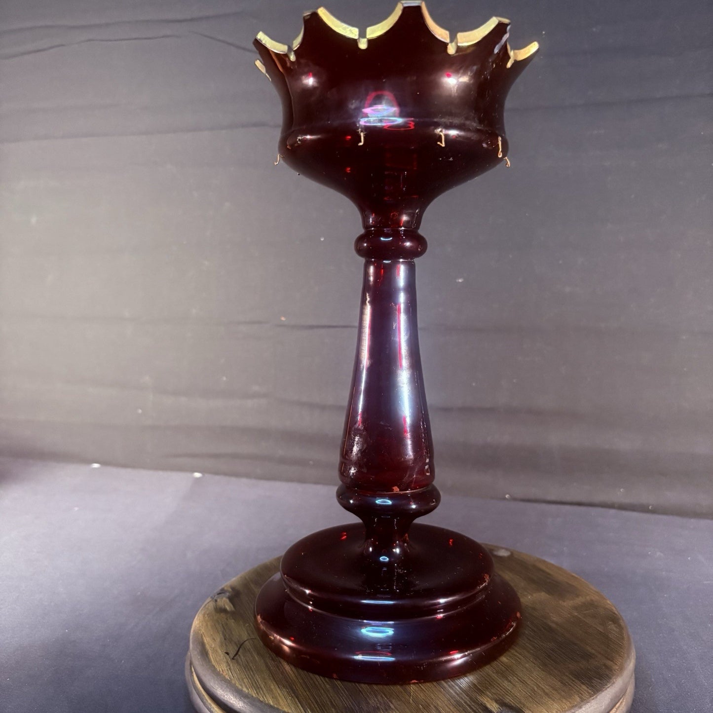 19th Century Bohemian Ruby Glass Mantle Luster 1860-1880 12" Tall 6" Diameter16