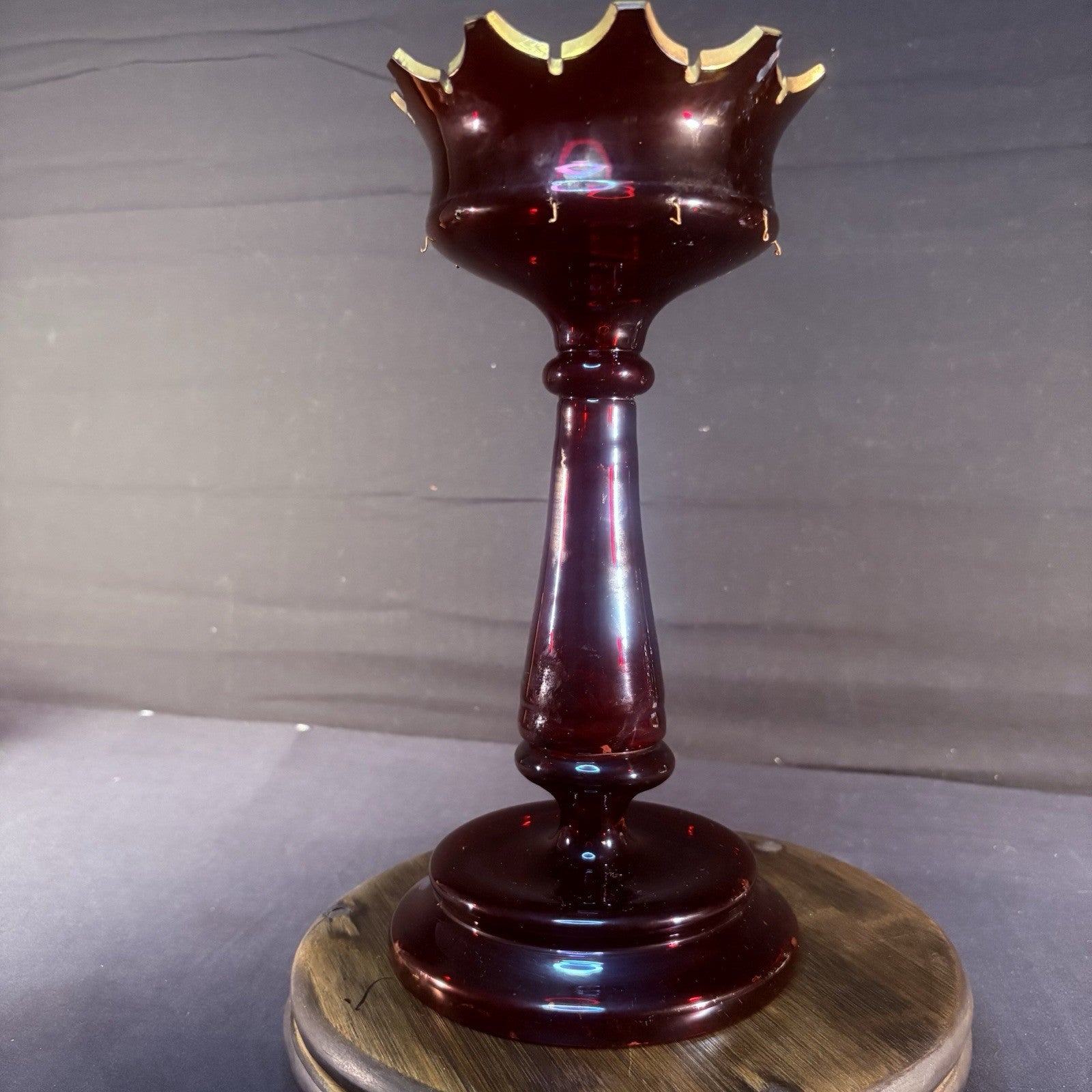 19th Century Bohemian Ruby Glass Mantle Luster 1860-1880 12" Tall 6" Diameter16