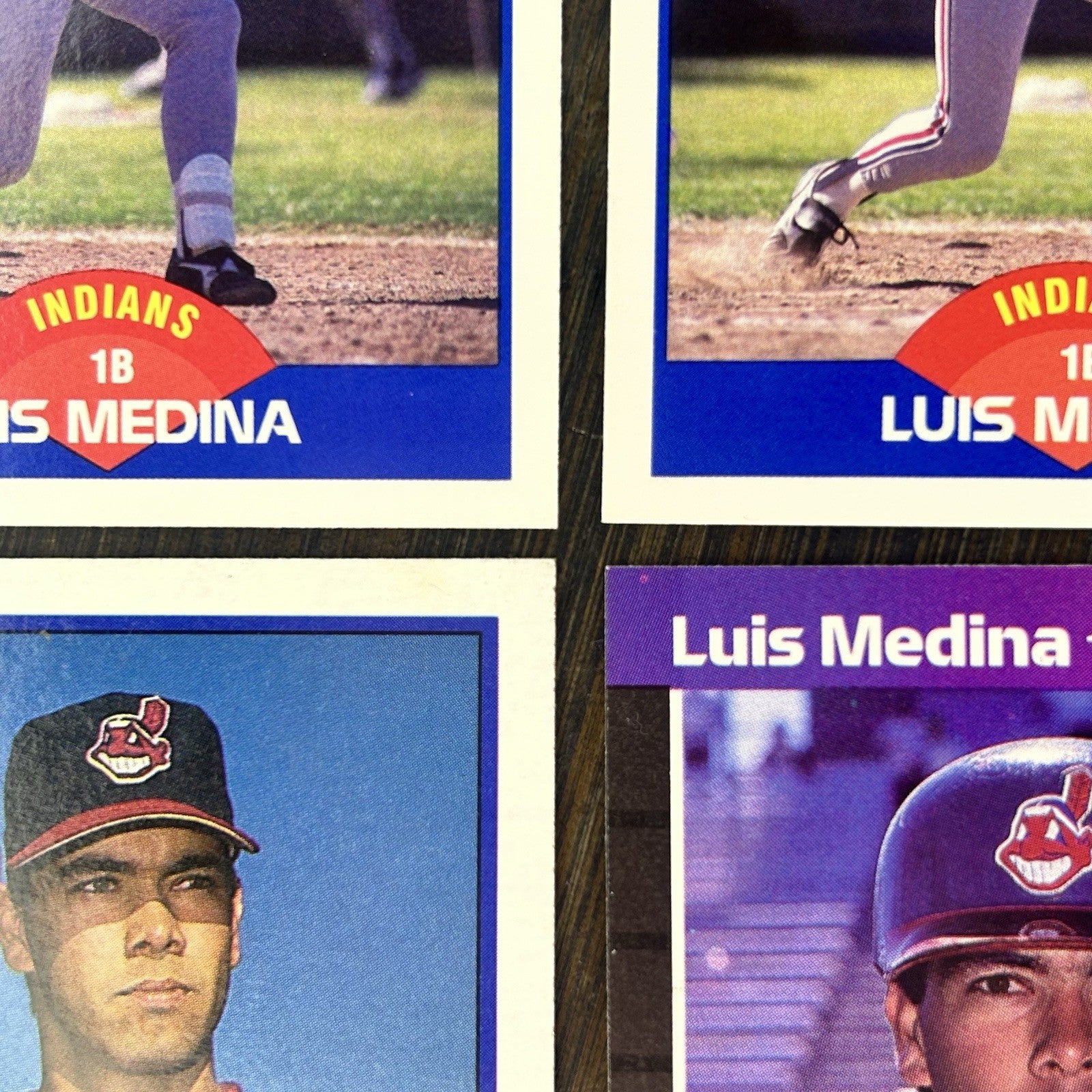 (4) 1989 Luis Medina Rookie Card Lot #633, #528, #36 Cleveland Indians6