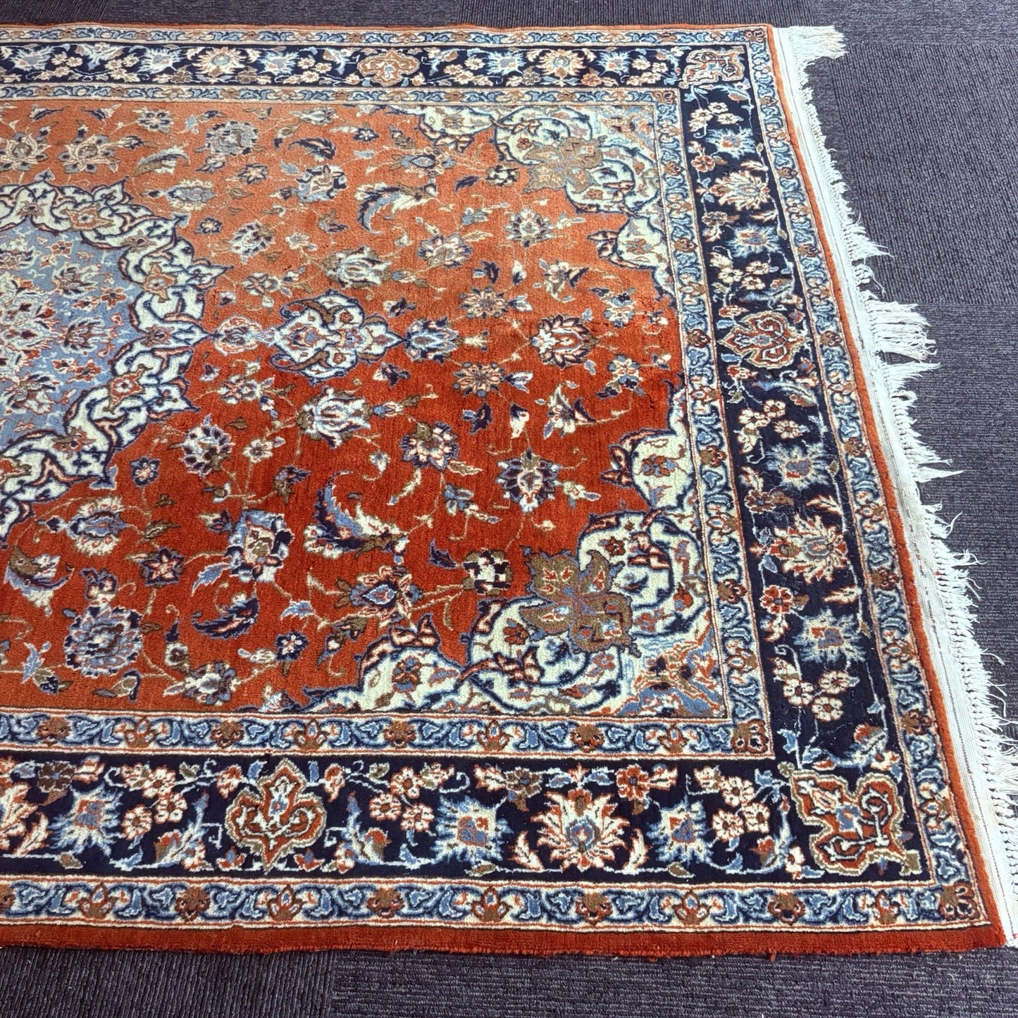 Semi-Antique Hand Knotted Rug 5x7 Medallion 324KPSI Estate Find 1970s Floral Rug6