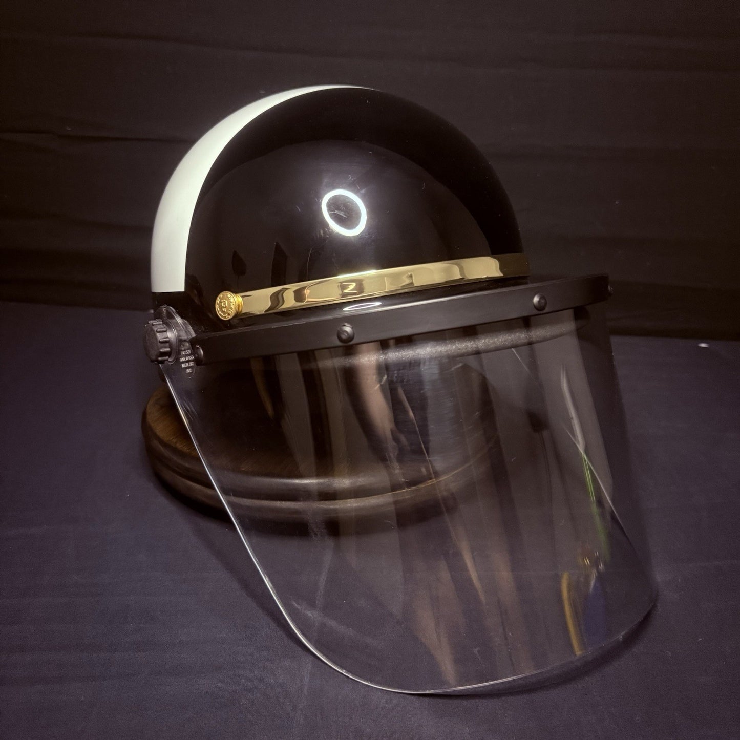 VTG Police Riot Motorcycle Helmet Black & White Size 6 7/8 with Z87 Face Shield6