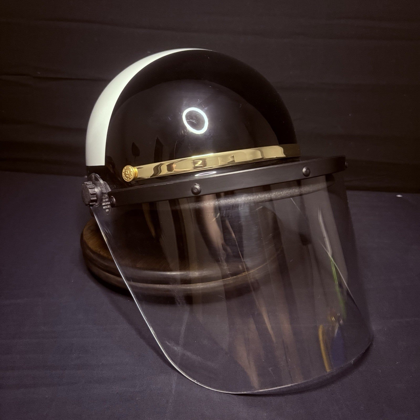 VTG Police Riot Motorcycle Helmet Black & White Size 6 7/8 with Z87 Face Shield6