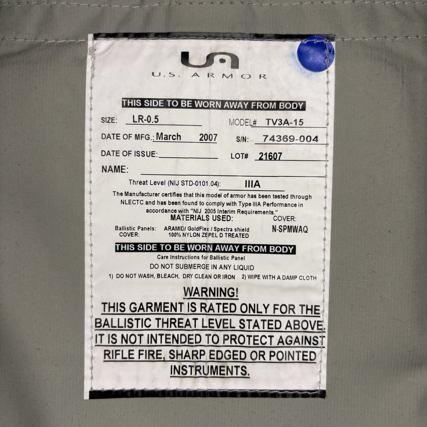 US Armor 3A Bullet Proof Vest Size Female LARGE Ballistic IIIA with Trauma Plate7