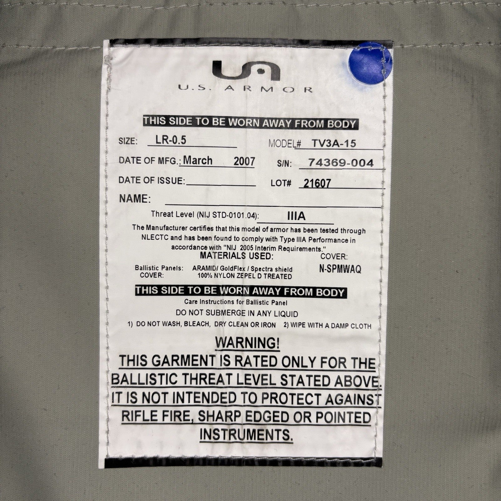 US Armor 3A Bullet Proof Vest Size Female LARGE Ballistic IIIA with Trauma Plate7