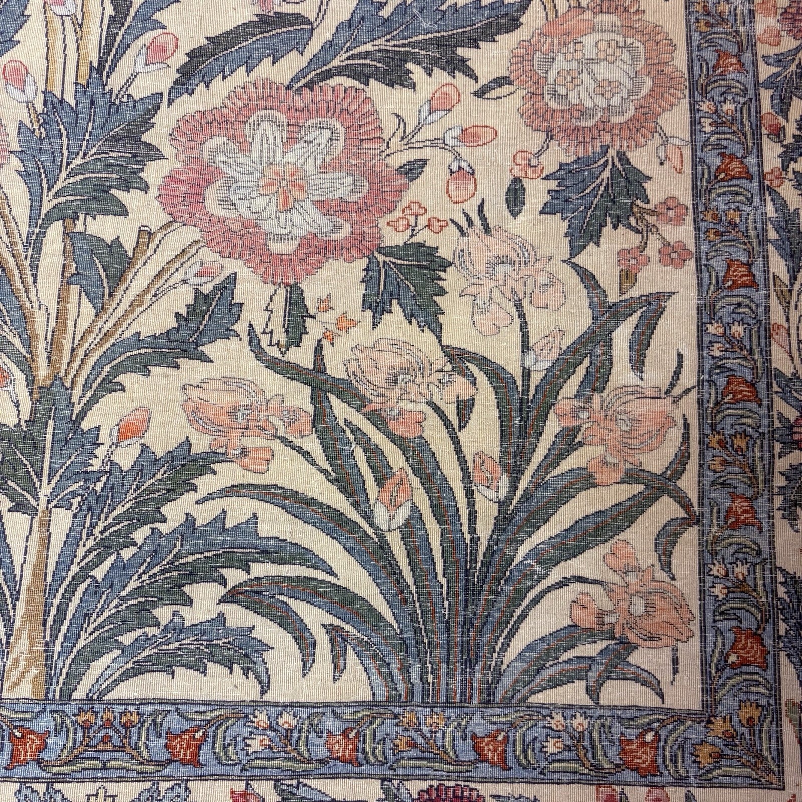 Semi-Antique Distressed  Hand Knotted Rug 5x7 Floral 306KPSI RARE Qomm Rug18