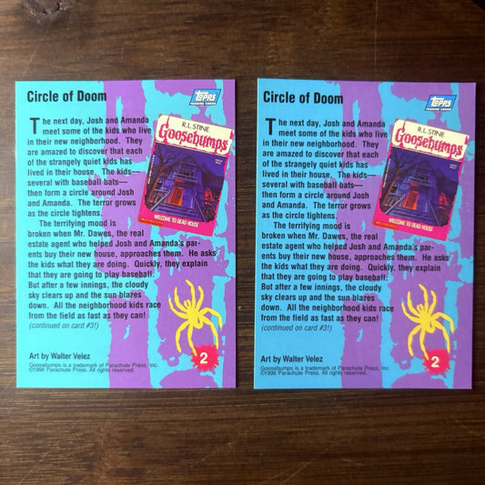 1996 Goosebumps Circle Of Doom #2 Lot Of (2) High Grade Trading Card, See Photos1