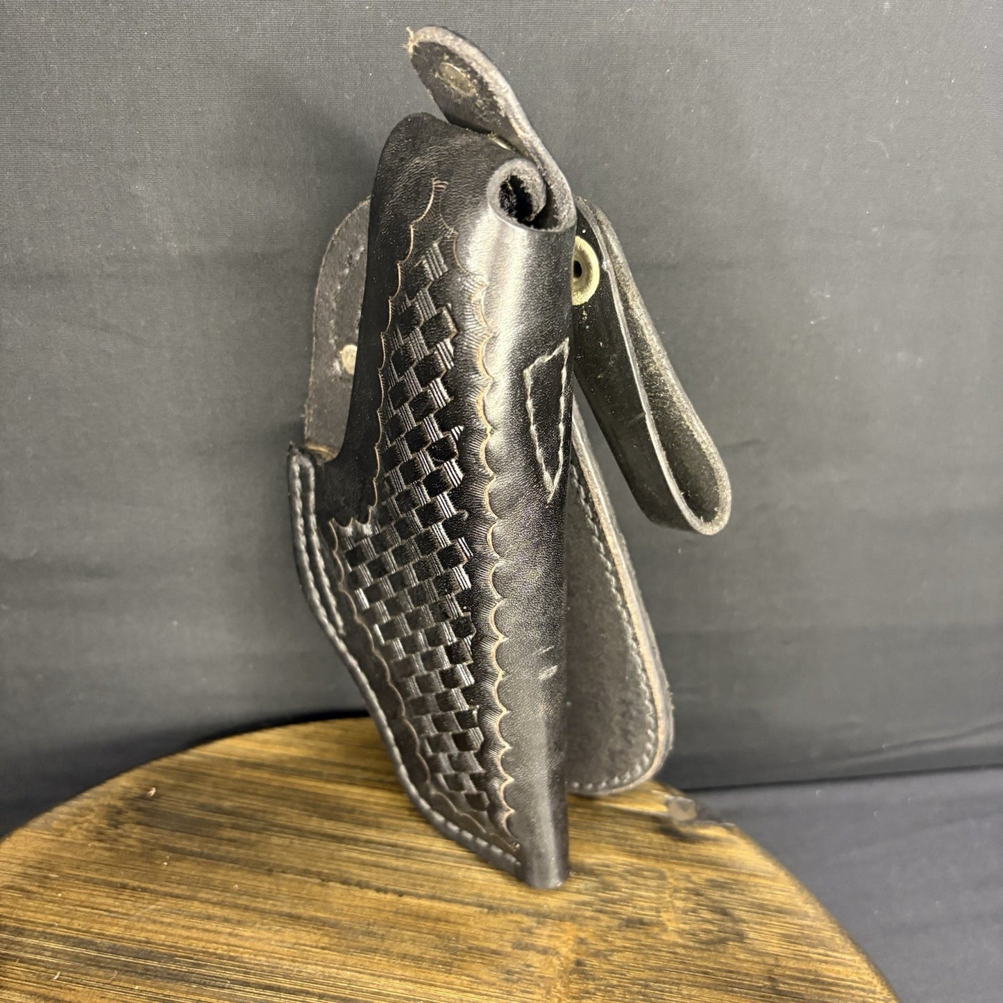 Tex Shoemaker 11PL Black Basket Leather OWB Paddle Holster For S&W K Revolver 3”10