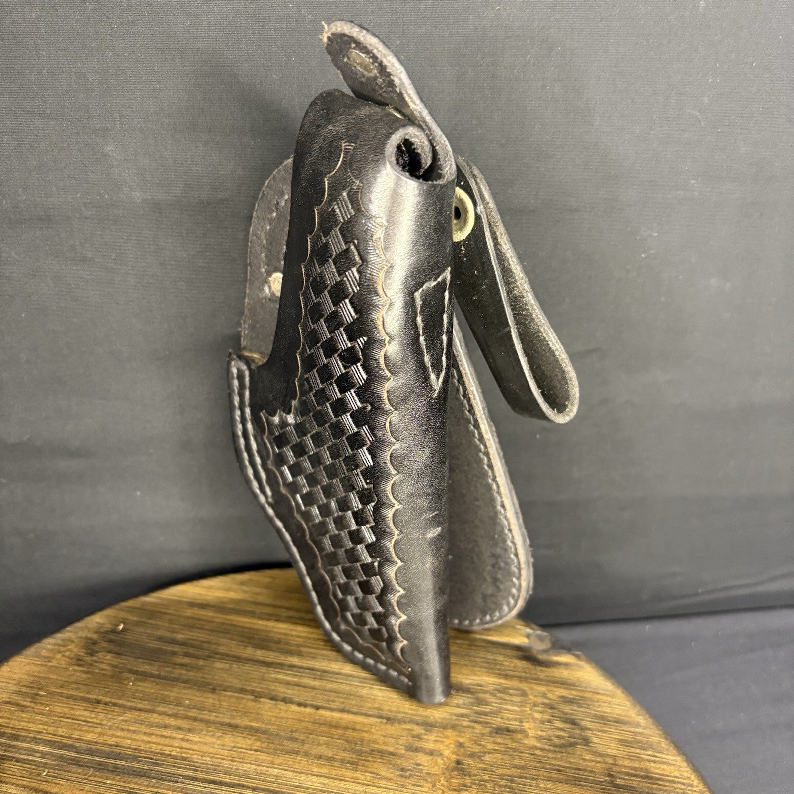 Tex Shoemaker 11PL Black Basket Leather OWB Paddle Holster For S&W K Revolver 3”10