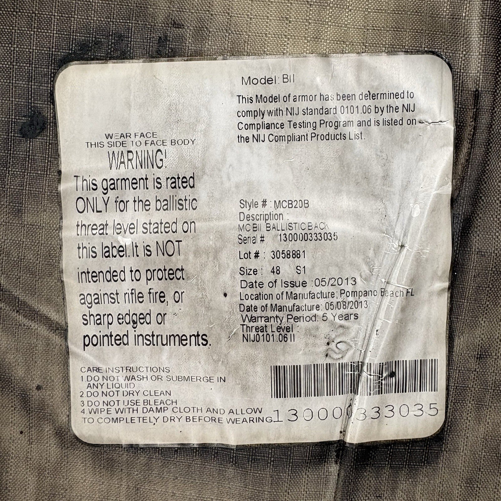 PB Level 2 II Bullet Proof Vest Size Large w/Trauma Plate Concealable Body Armor11