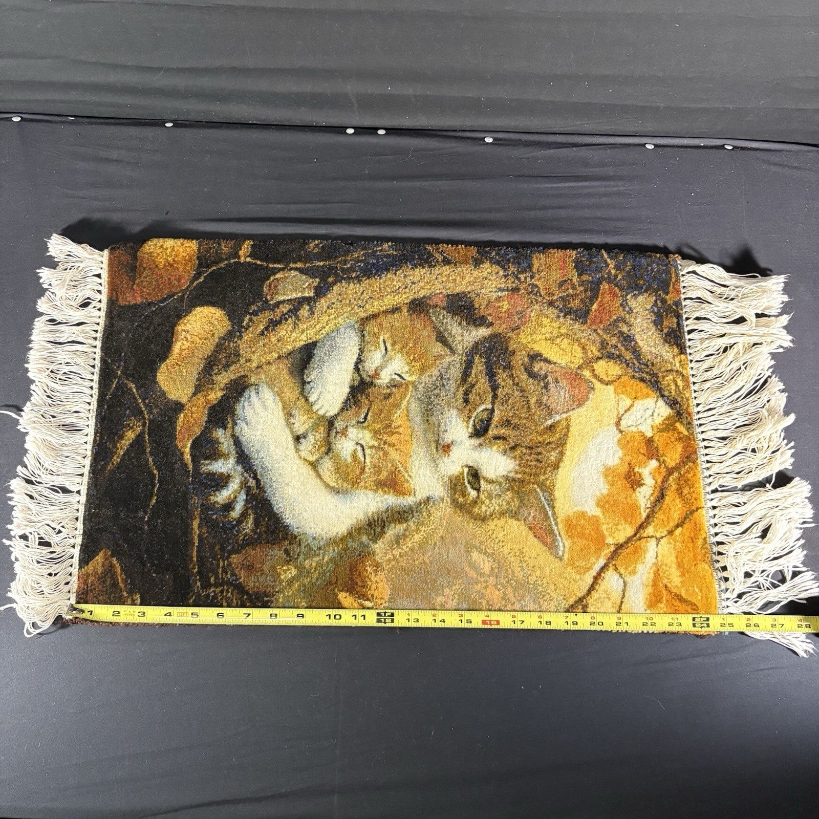 Persian Pictorial Rug Kittens Hand Knotted w/Silk 289KPSI 25”x17” w/Rug Hangers12