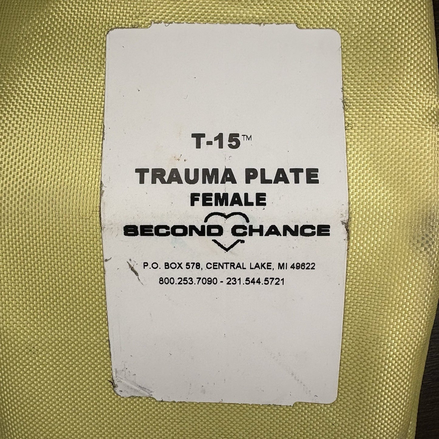 Second Chance T-15 Female Trauma Plate Size: 5"x 8" Titanium Ballistic Armor3