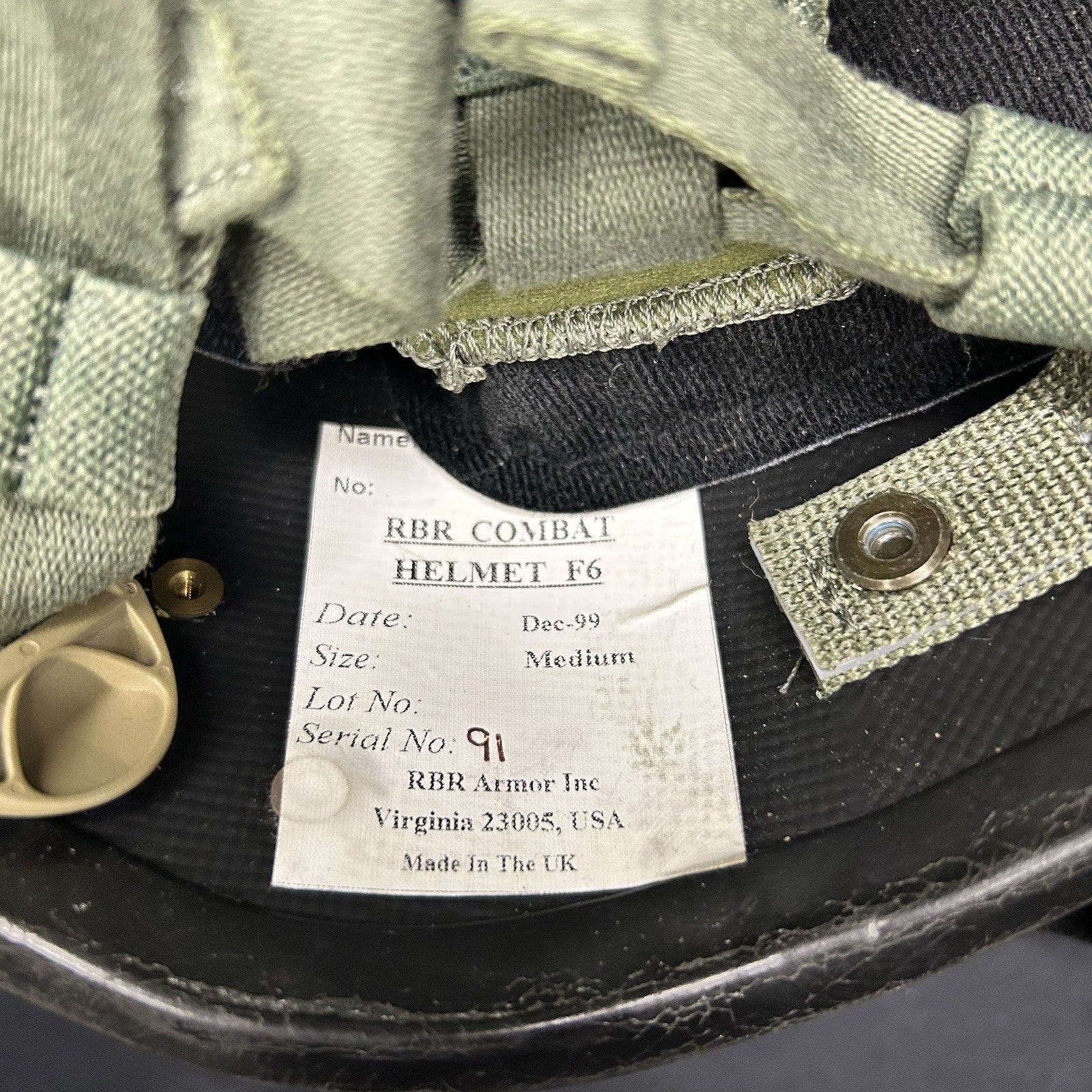 RBR Armor IIIA (3A) Ballistic Helmet USA Made -Size Medium- w/Extra Soft Padding5
