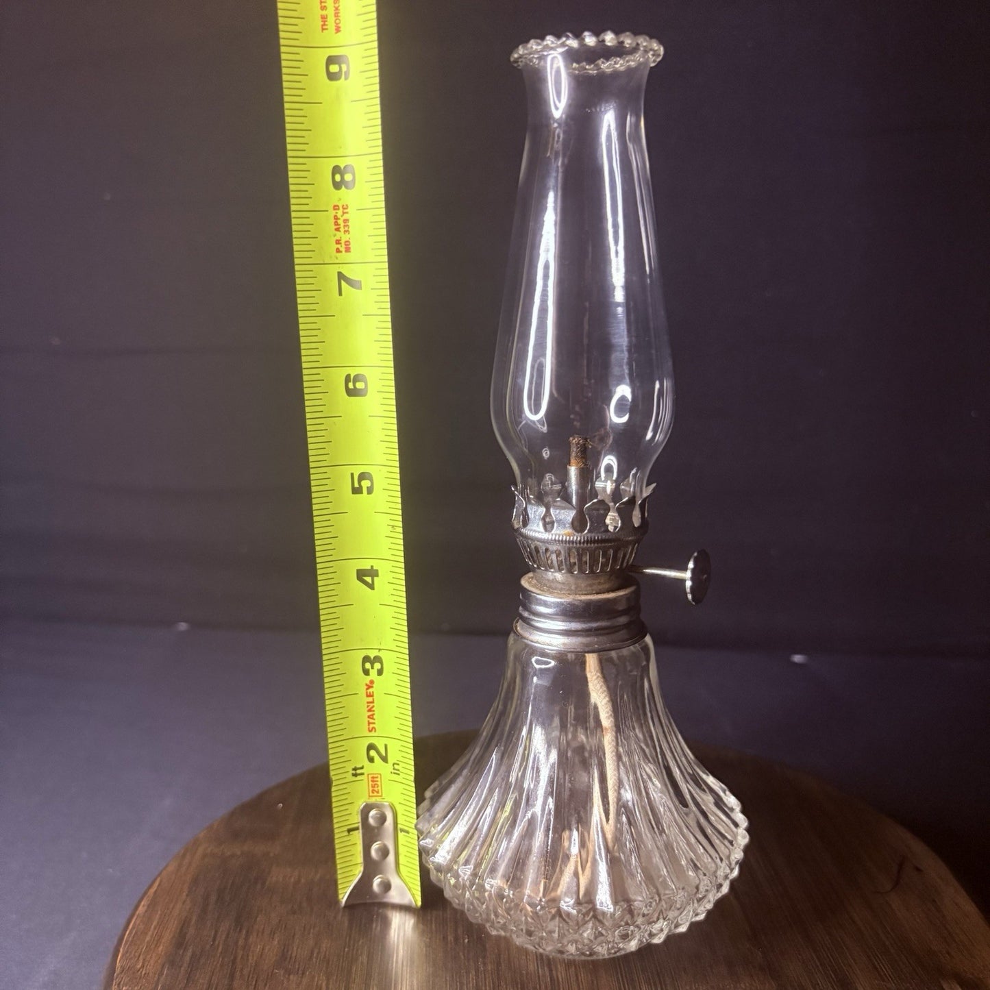 VTG Miniature Hurricane Oil Lamp Lamplight Farms Petite Diamond Cut Crystal Base9
